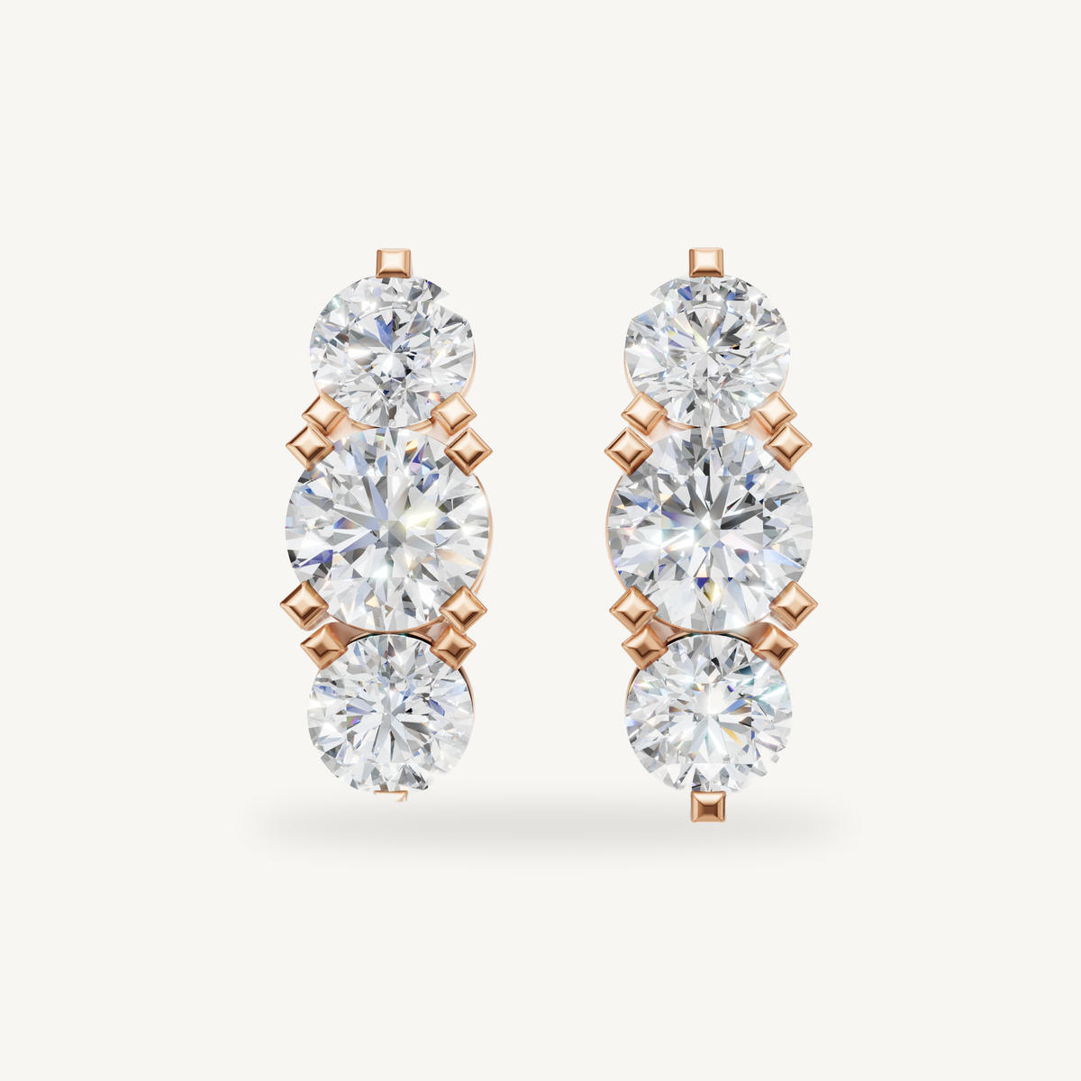 Raul Diamonds rose gold round diamond drop earrings with brilliant luxury design