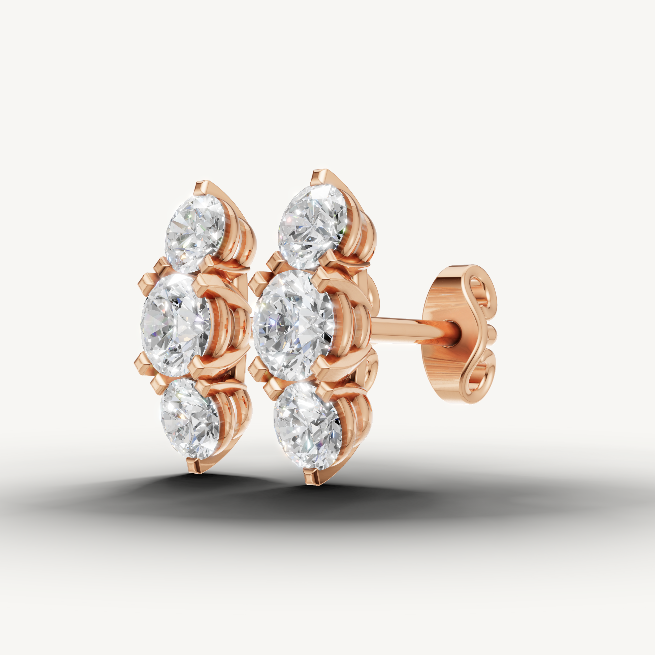 Elegant rose gold multi stone diamond earrings with timeless brilliance by Raul Diamonds