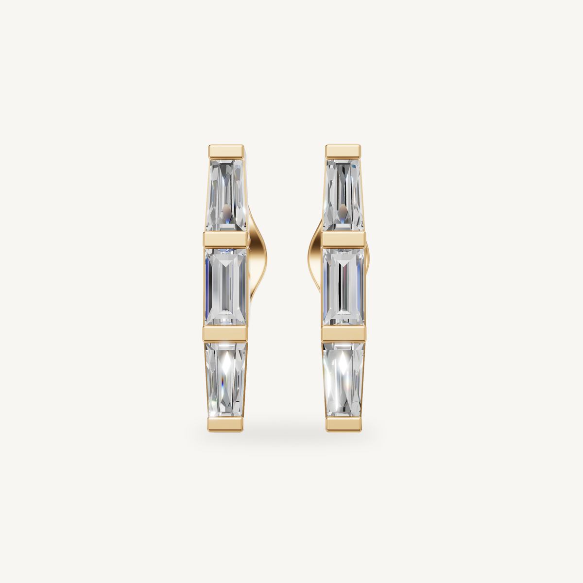 Raul Diamonds yellow gold baguette diamond hoop earrings with sleek modern elegance