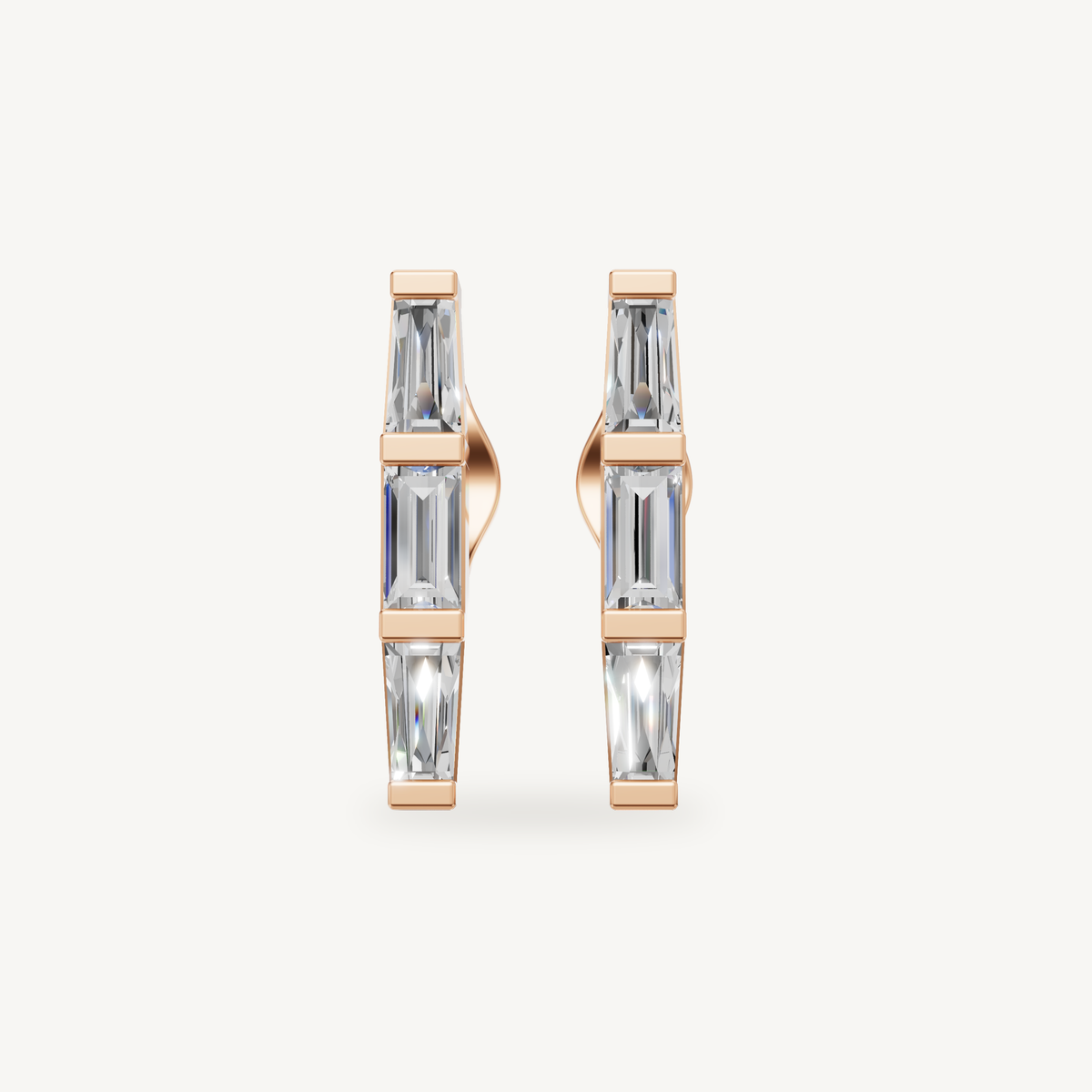 Raul Diamonds rose gold baguette diamond hoop earrings with refined modern sparkle
