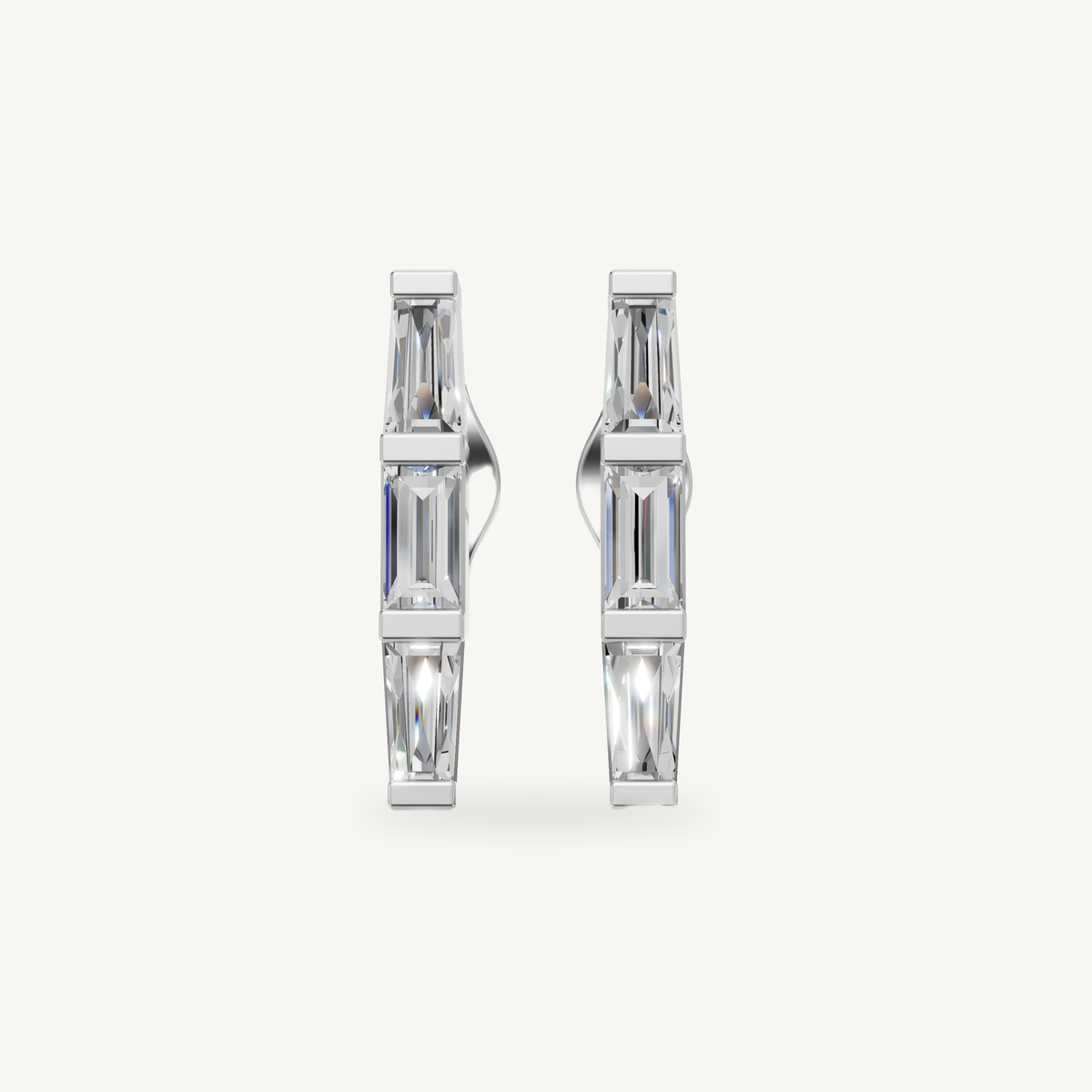 Raul Diamonds white gold baguette diamond hoop earrings with modern geometric elegance