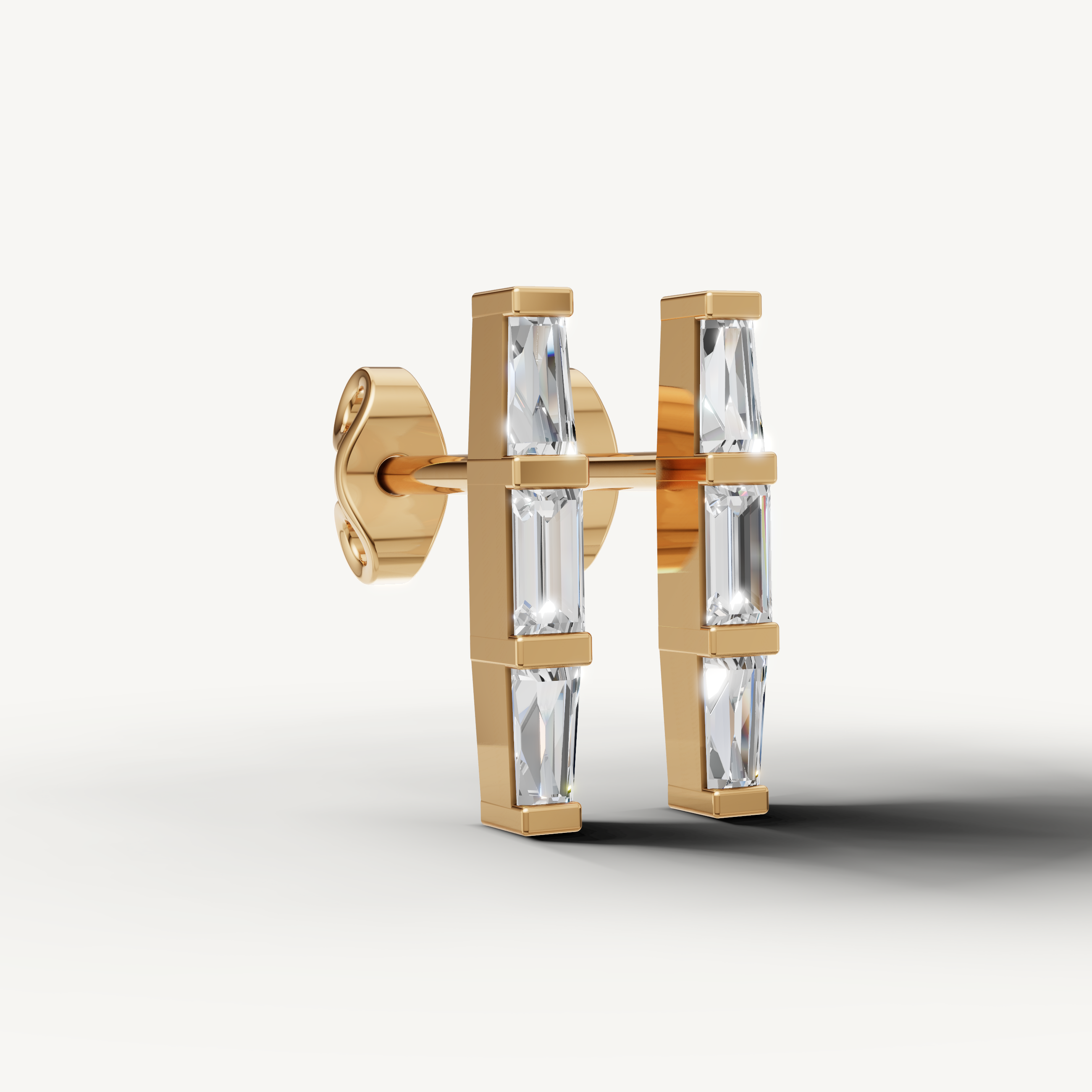 Raul Diamonds yellow gold geometric baguette diamond hoop earrings for women