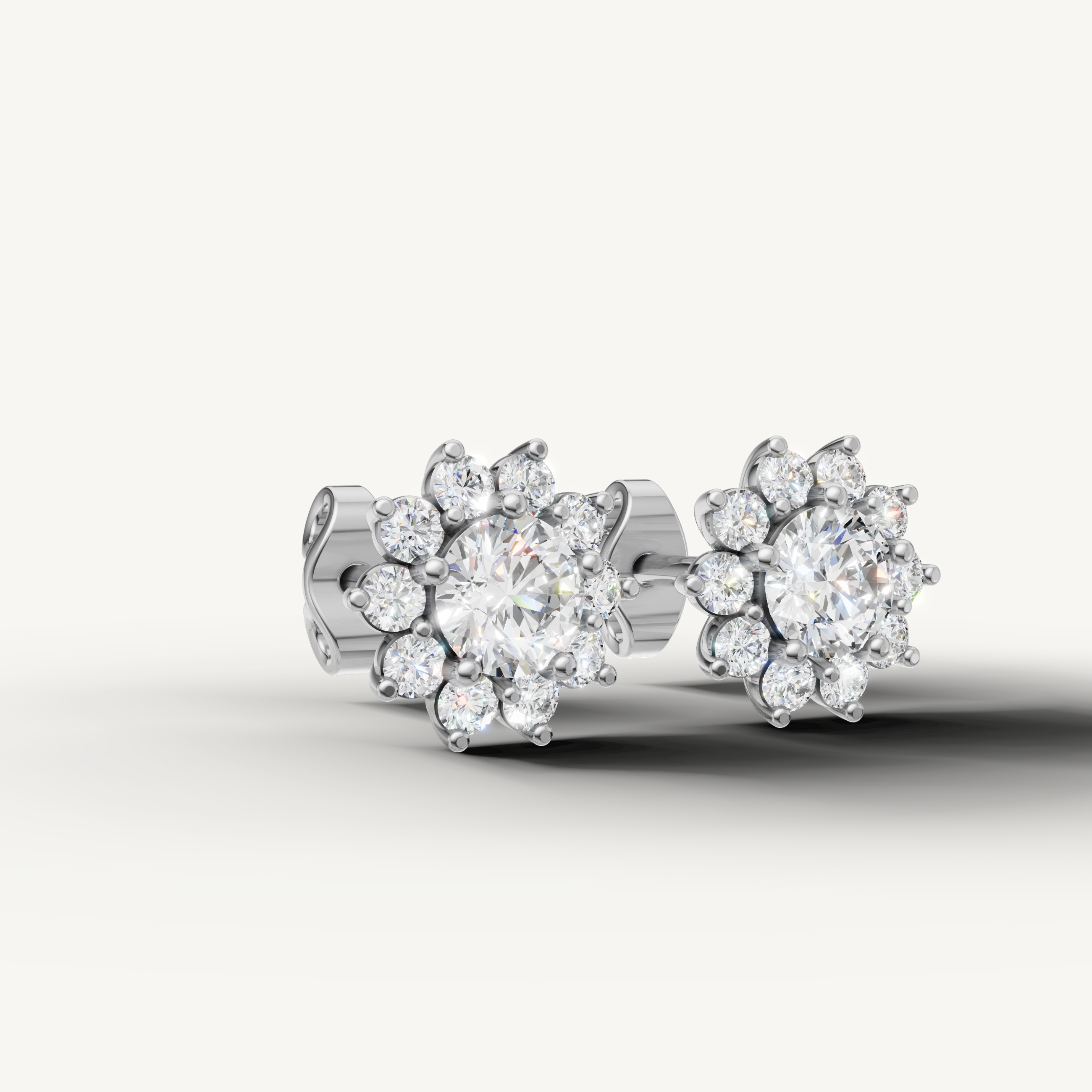 Raul Diamonds white gold cluster diamond stud earrings for modern luxury style