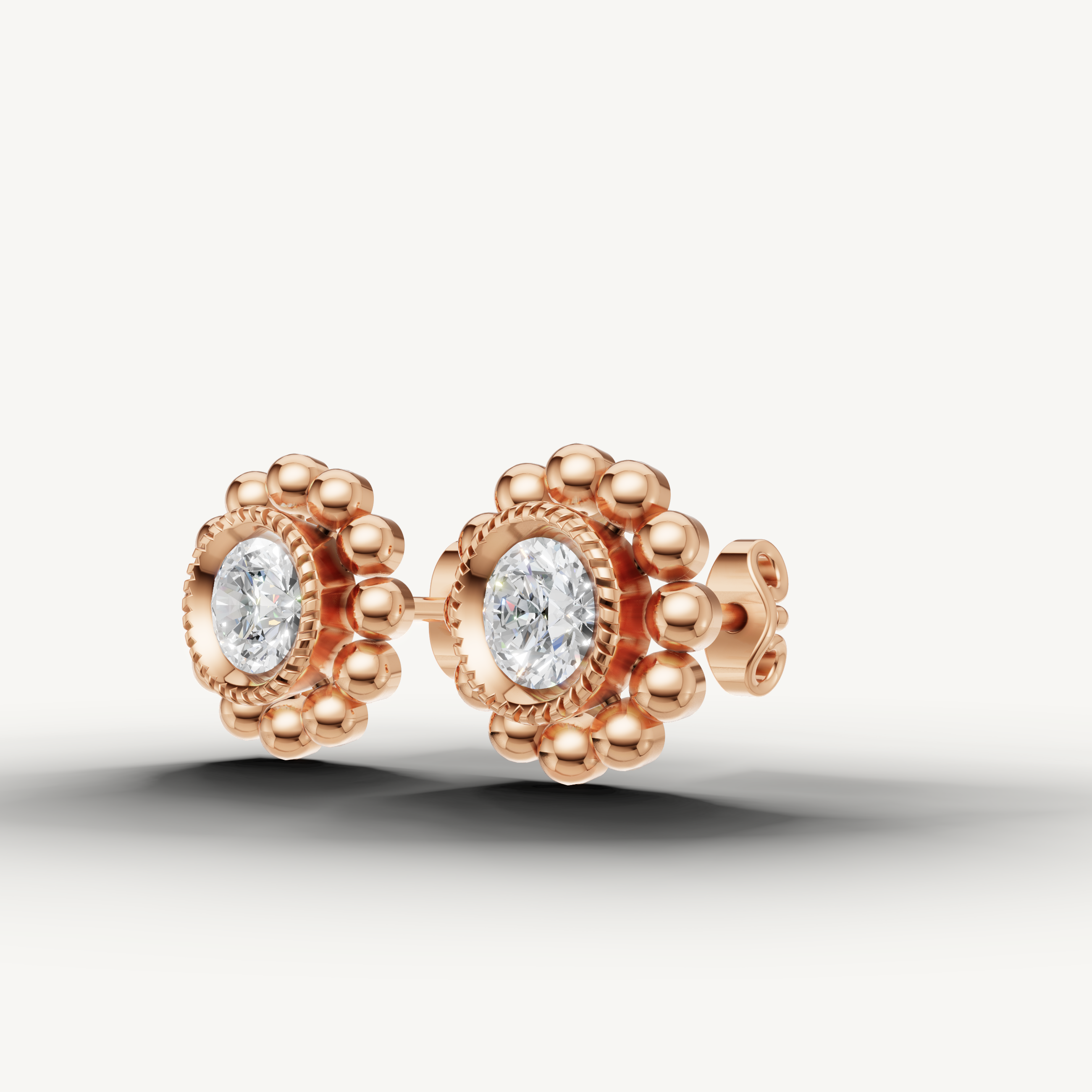 Elegant rose gold vintage inspired diamond earrings with timeless brilliance by Raul Diamonds