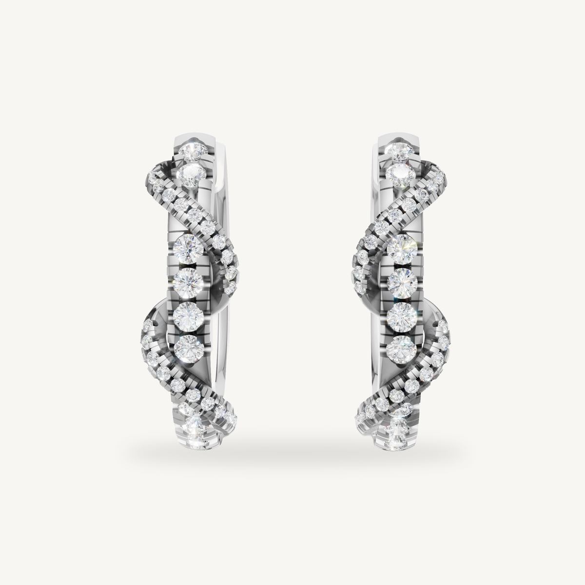 Raul Diamonds white gold diamond hoop earrings with pavé swirl luxury design