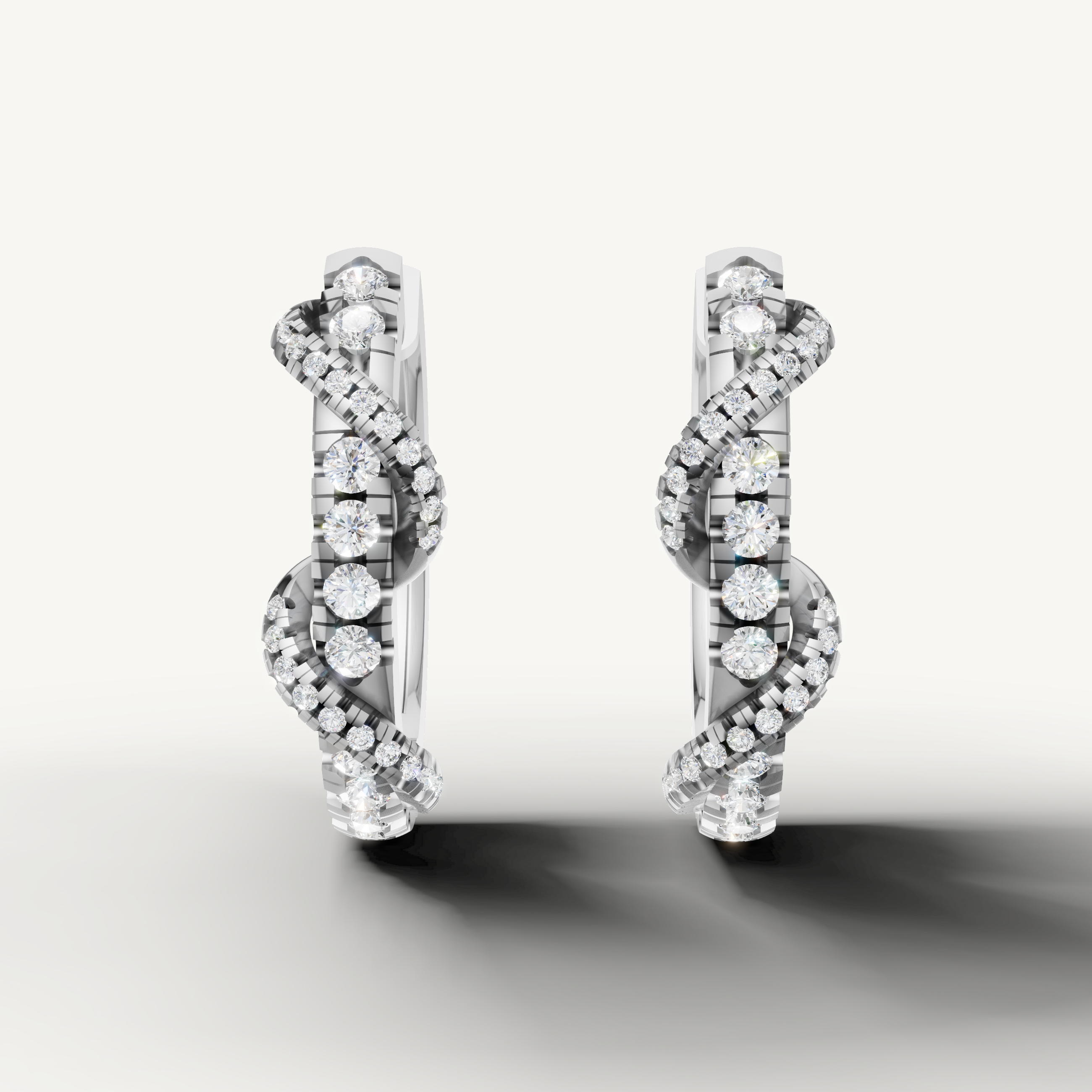 Raul Diamonds white gold diamond hoop earrings with pavé swirl luxury design