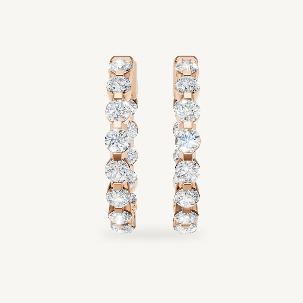 Raul Diamonds rose gold diamond hoop earrings with round brilliant sparkle