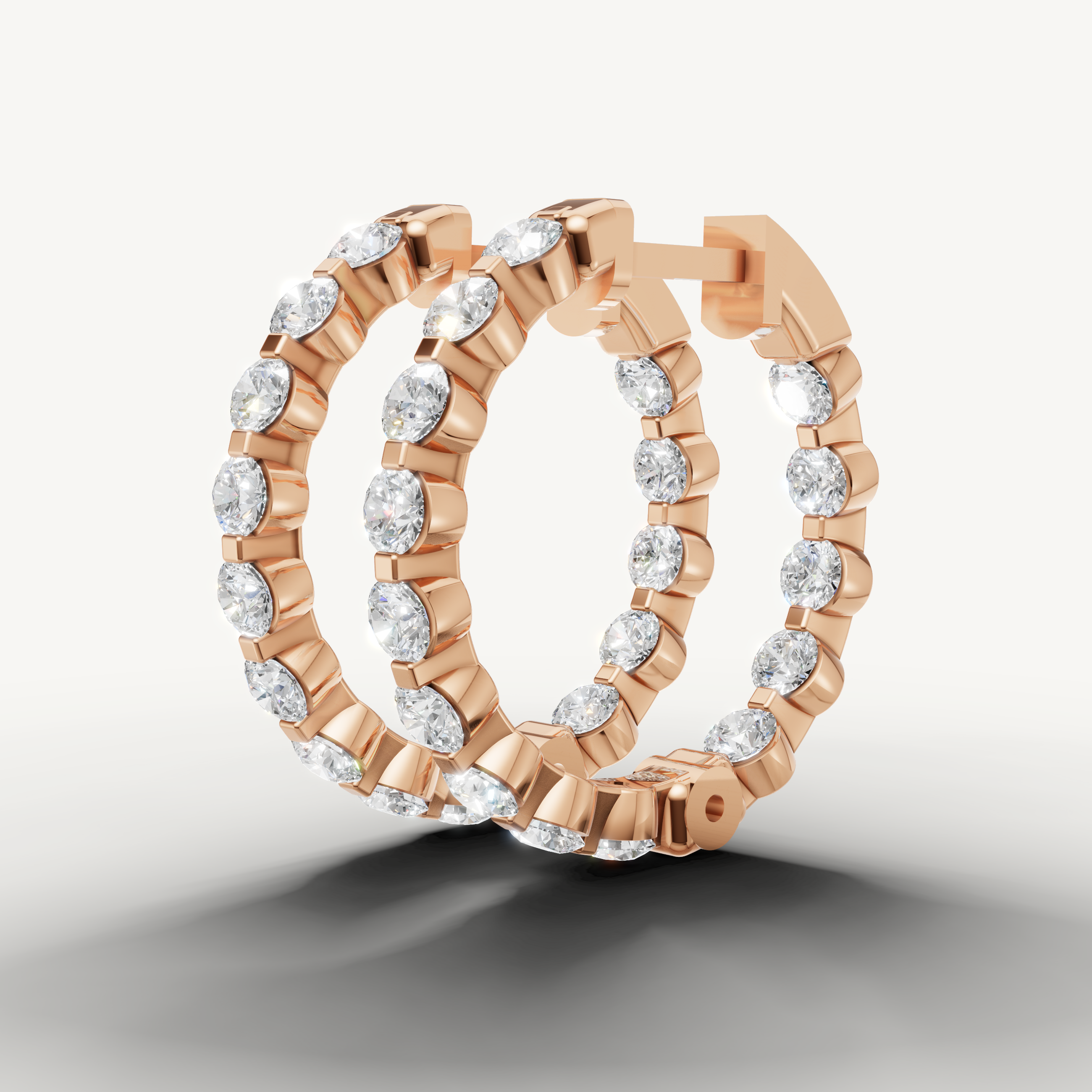 Elegant rose gold diamond hoop earrings with timeless brilliance by Raul Diamonds