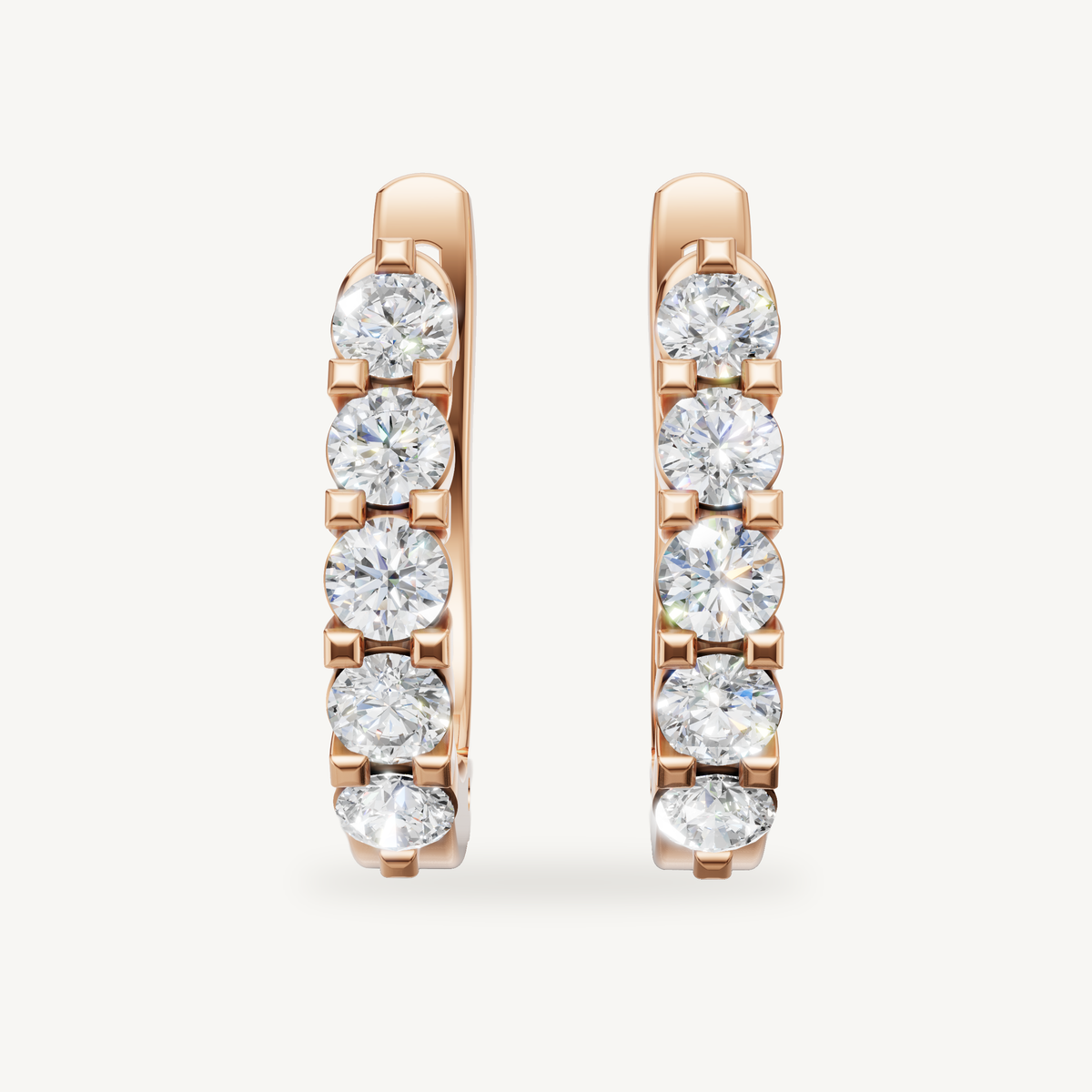Raul Diamonds rose gold diamond hoop earrings with round brilliant diamond design