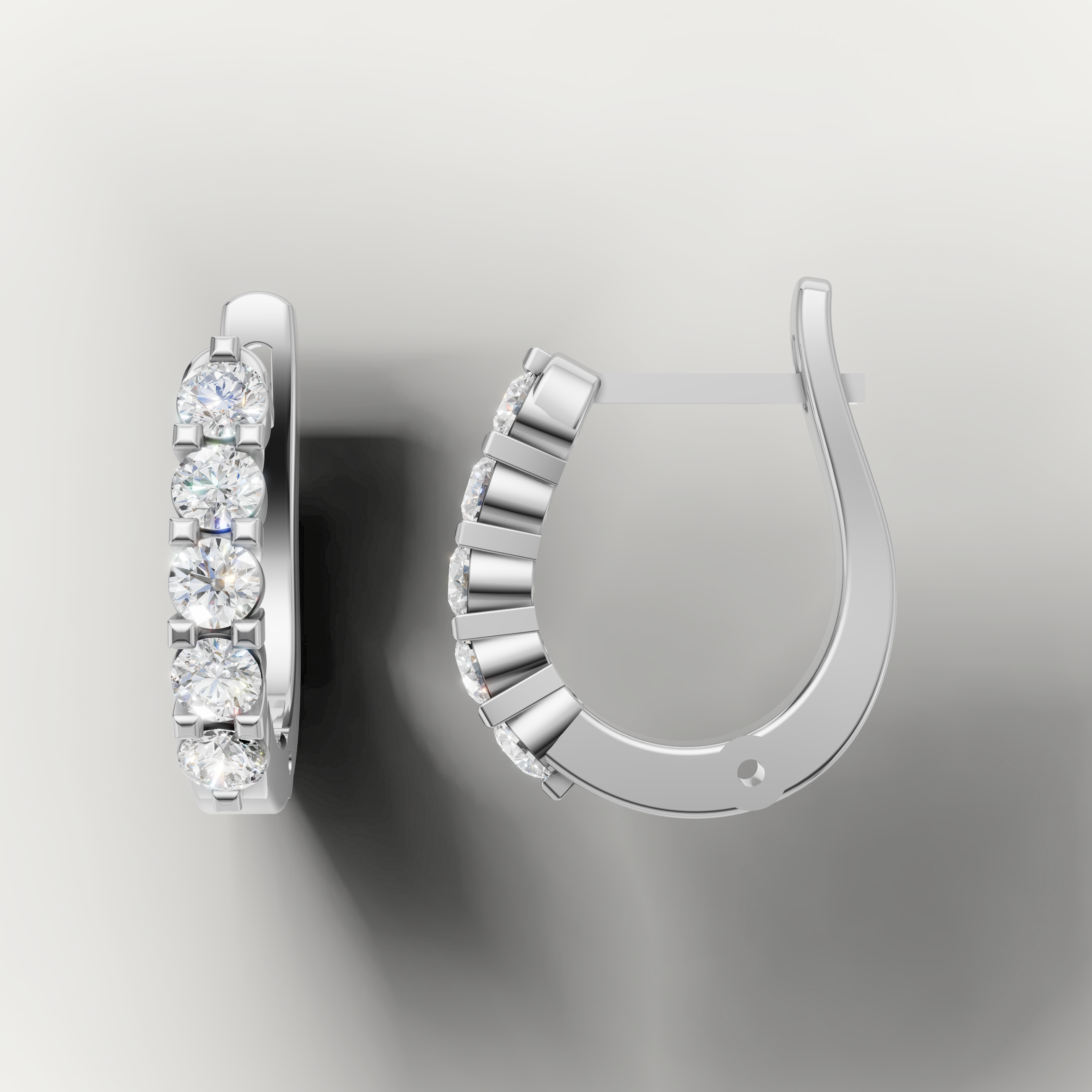Elegant white gold diamond hoop earrings with sparkling brilliance by Raul Diamonds