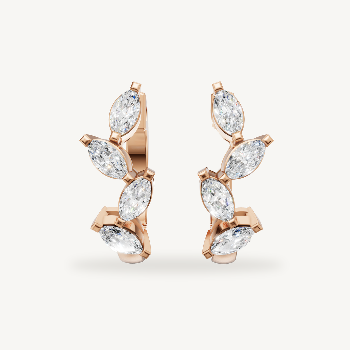 Raul Diamonds rose gold marquise diamond hoop earrings with luxury sparkle