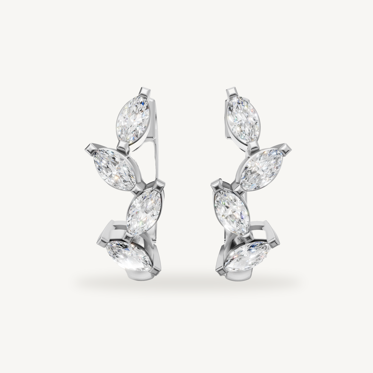 Raul Diamonds white gold marquise diamond hoop earrings with brilliant sparkle
