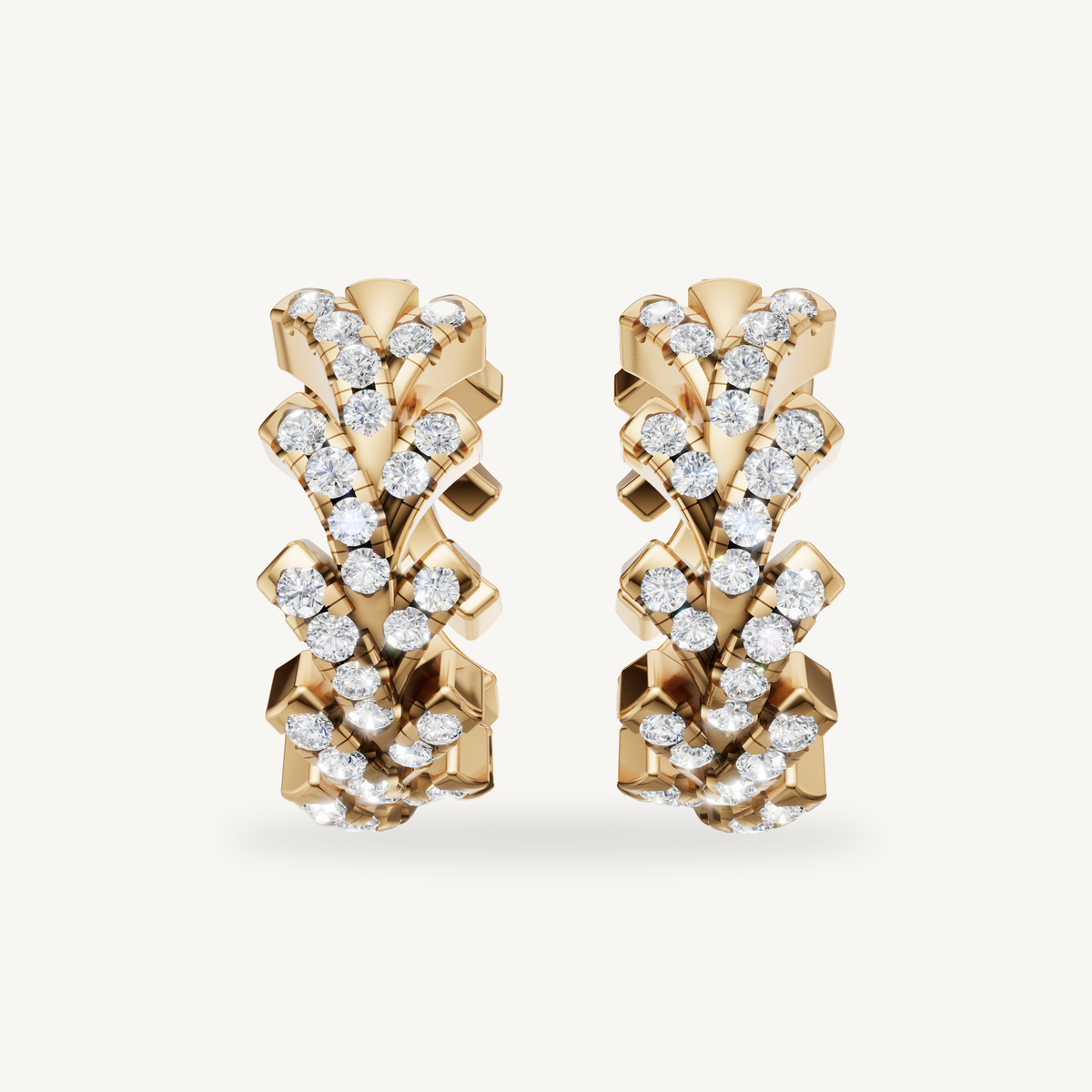 Raul Diamonds yellow gold diamond cluster hoop earrings with round brilliant diamonds