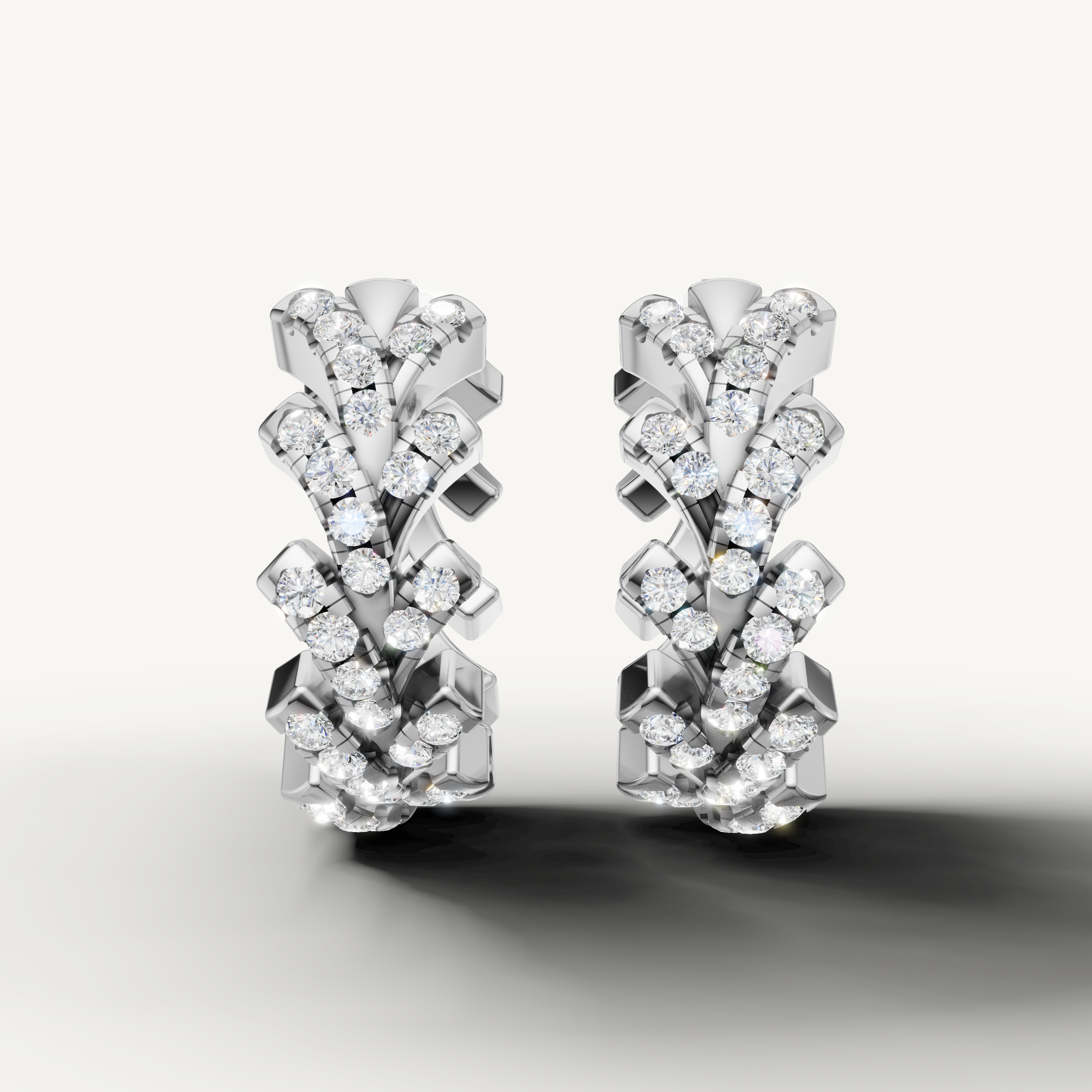 Raul Diamonds white gold diamond cluster hoop earrings with round brilliant diamonds