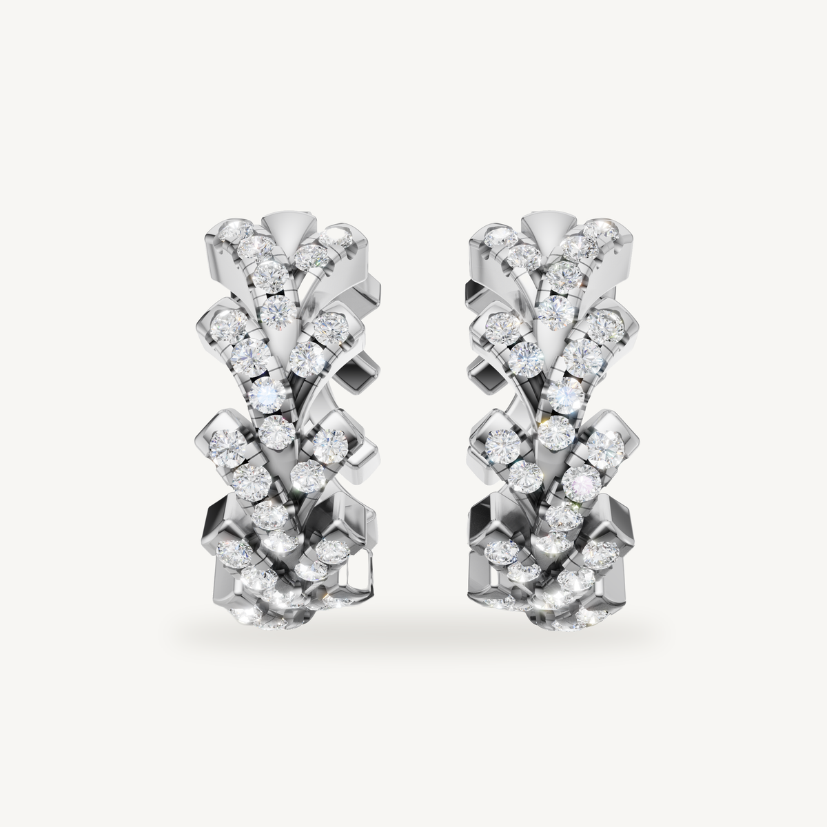 Raul Diamonds white gold diamond cluster hoop earrings with round brilliant diamonds