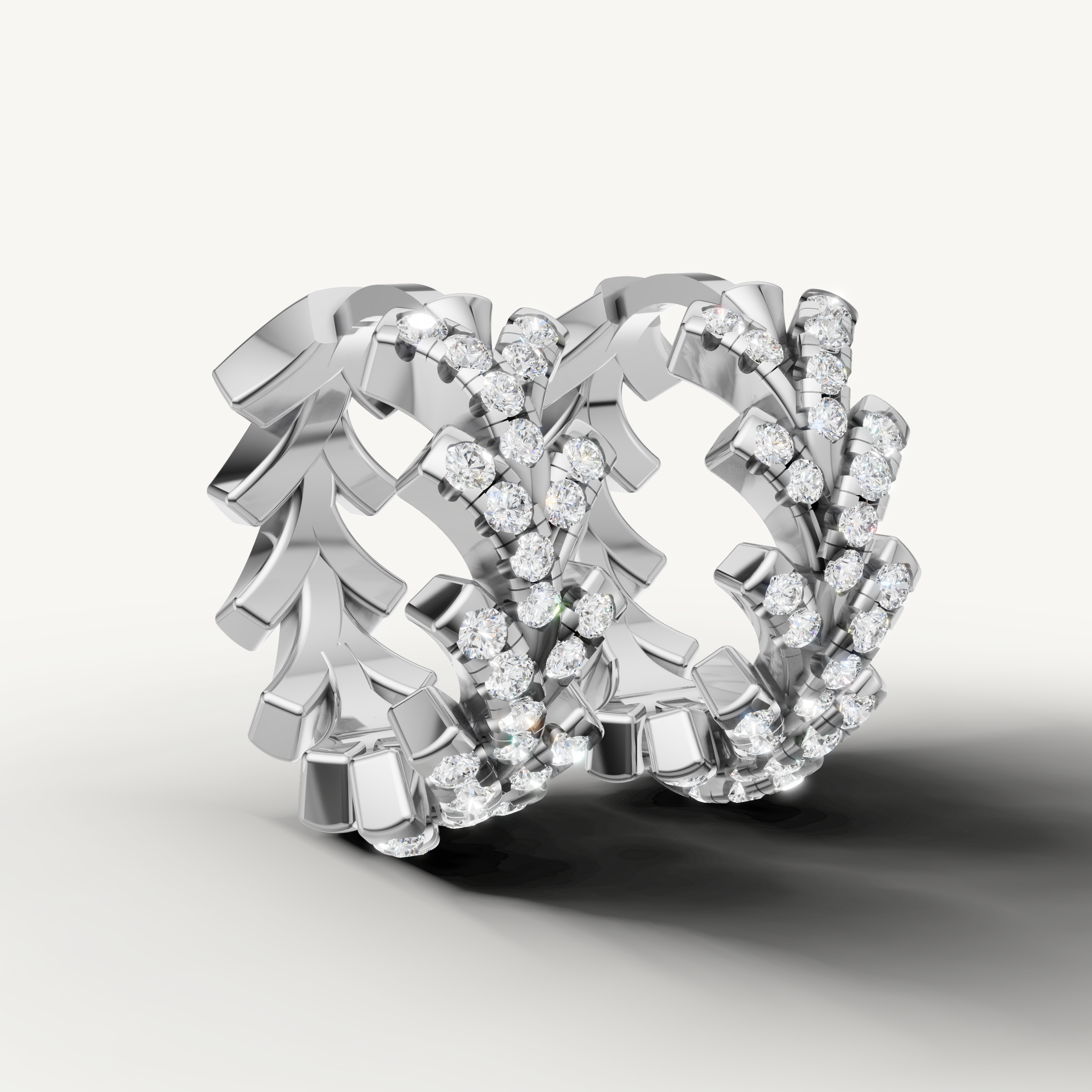 Luxury white gold diamond fashion earrings with modern designer styling