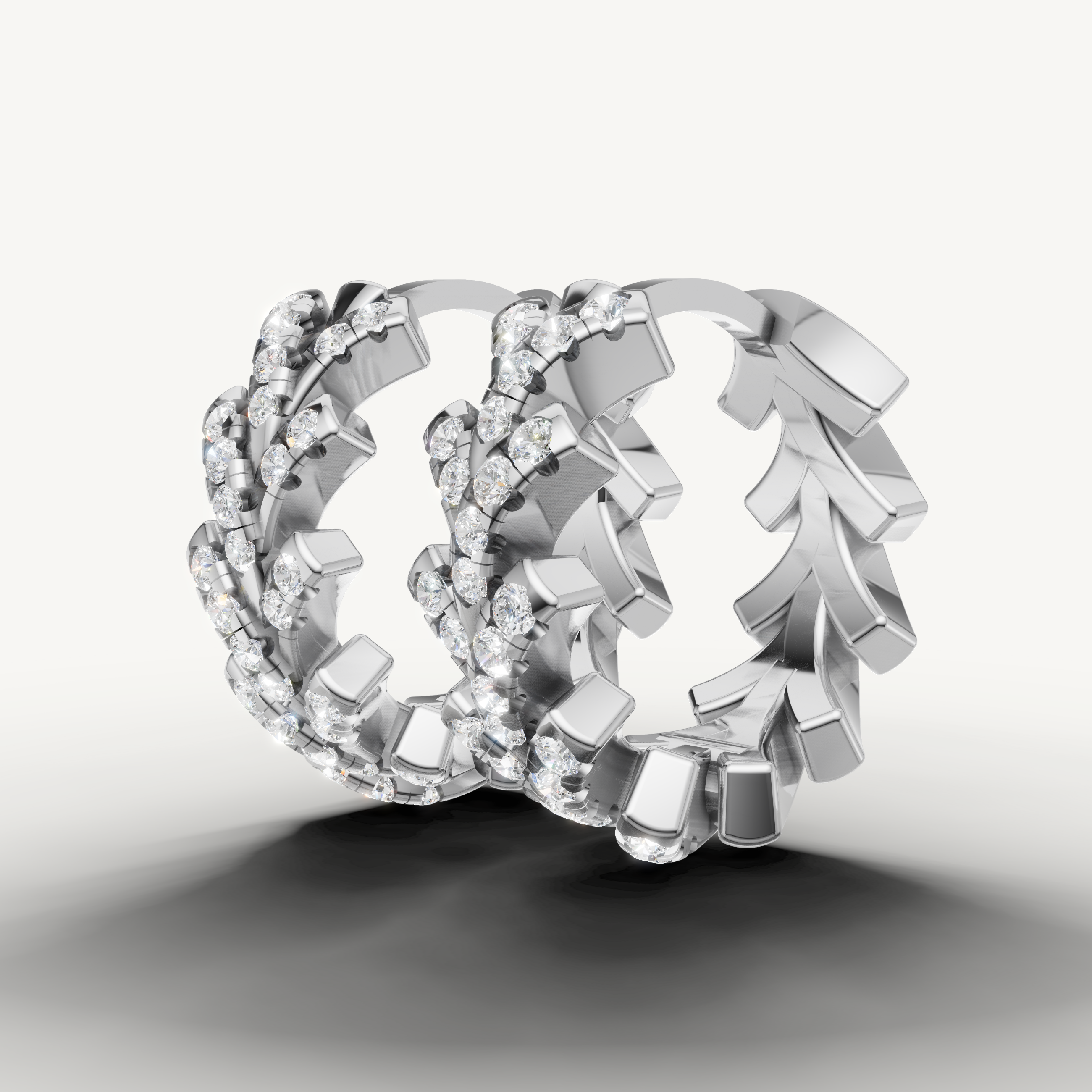 Elegant white gold statement earrings featuring sparkling pave diamond clusters
