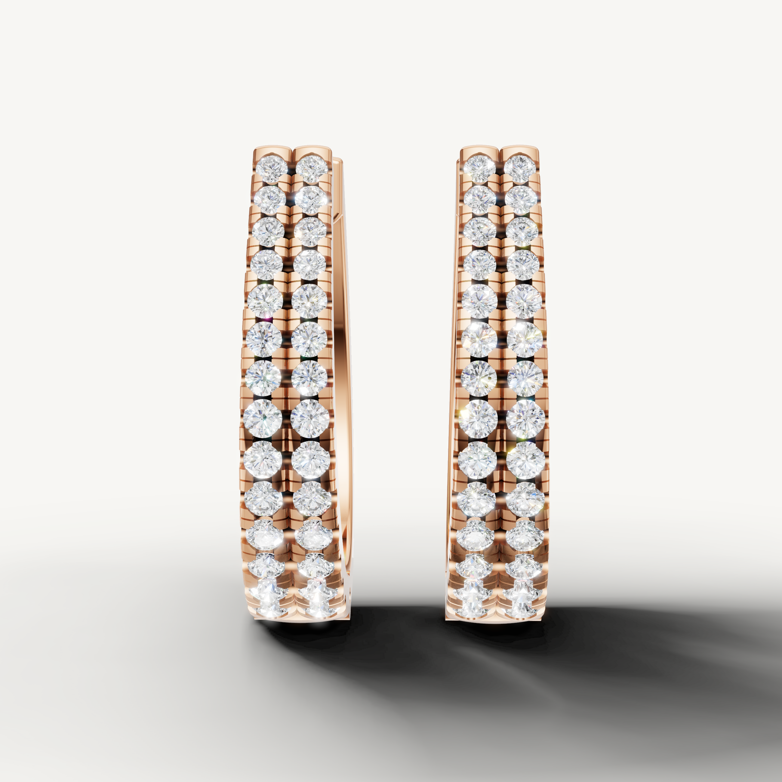 Raul Diamonds rose gold diamond hoop earrings with double row pave diamonds