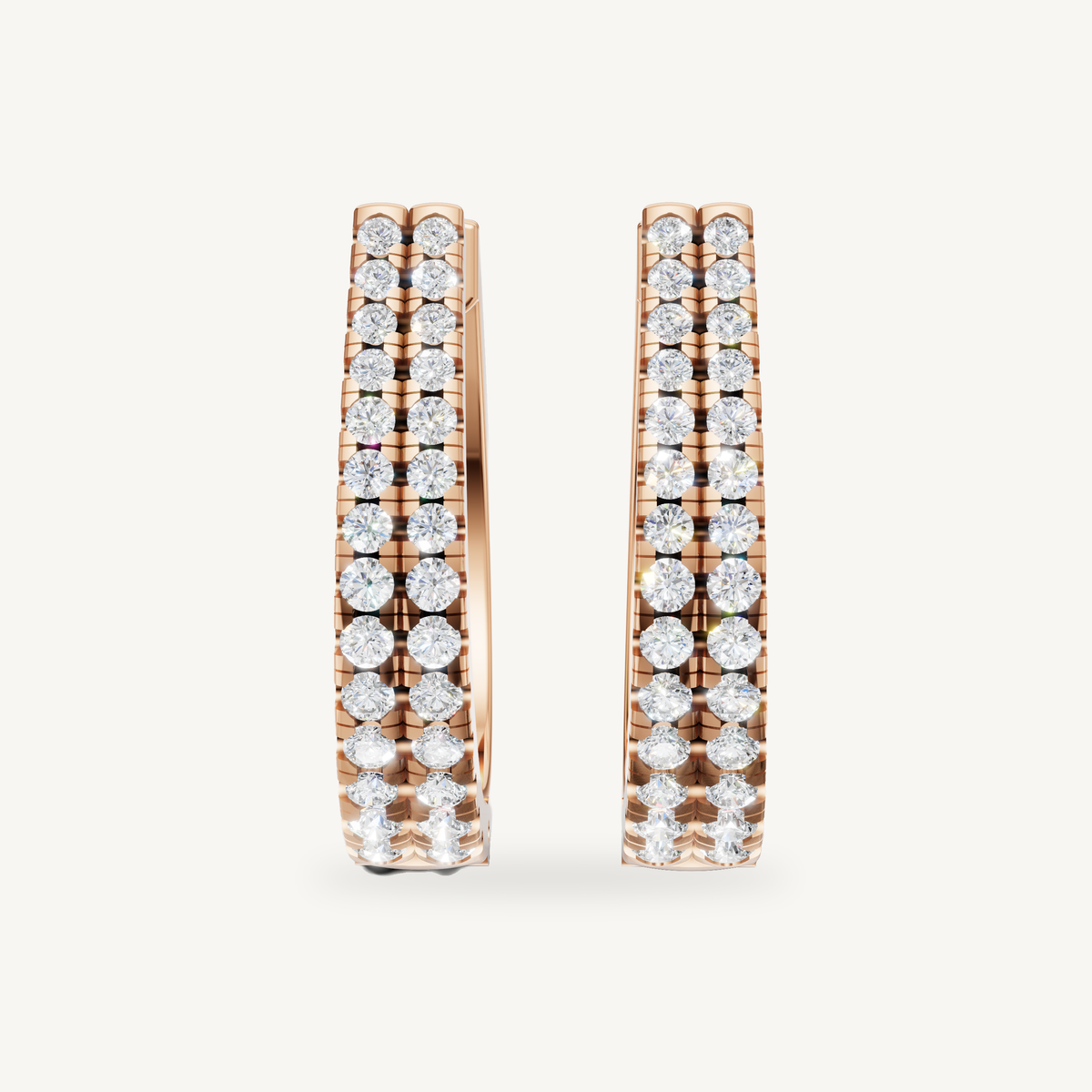 Raul Diamonds rose gold diamond hoop earrings with double row pave diamonds