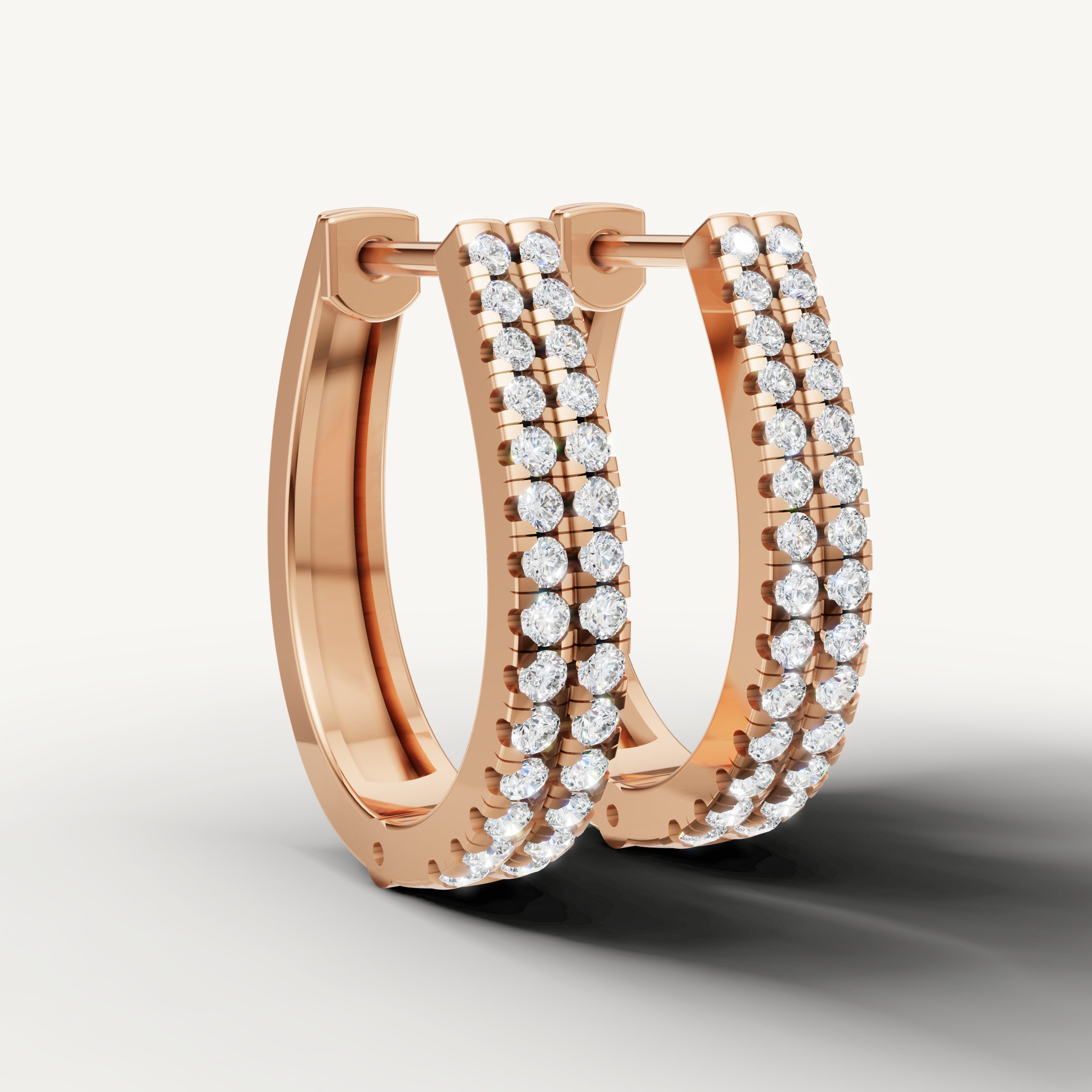 Luxury rose gold hoop earrings with sparkling diamond detailing for women