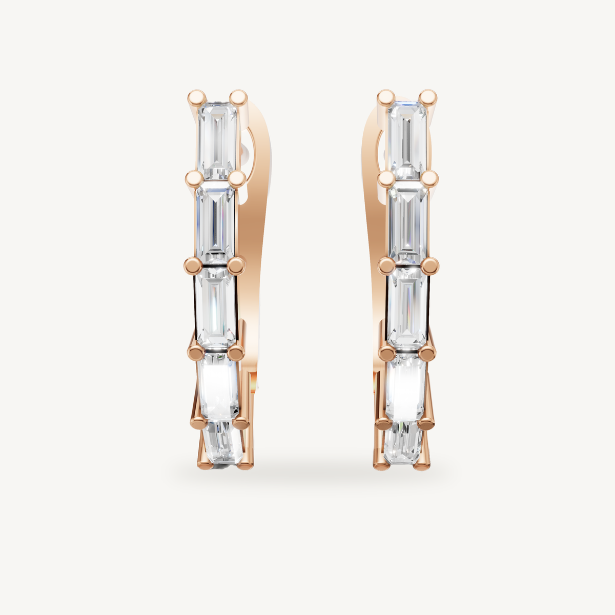 Raul Diamonds rose gold baguette diamond hoop earrings with elegant modern styling
