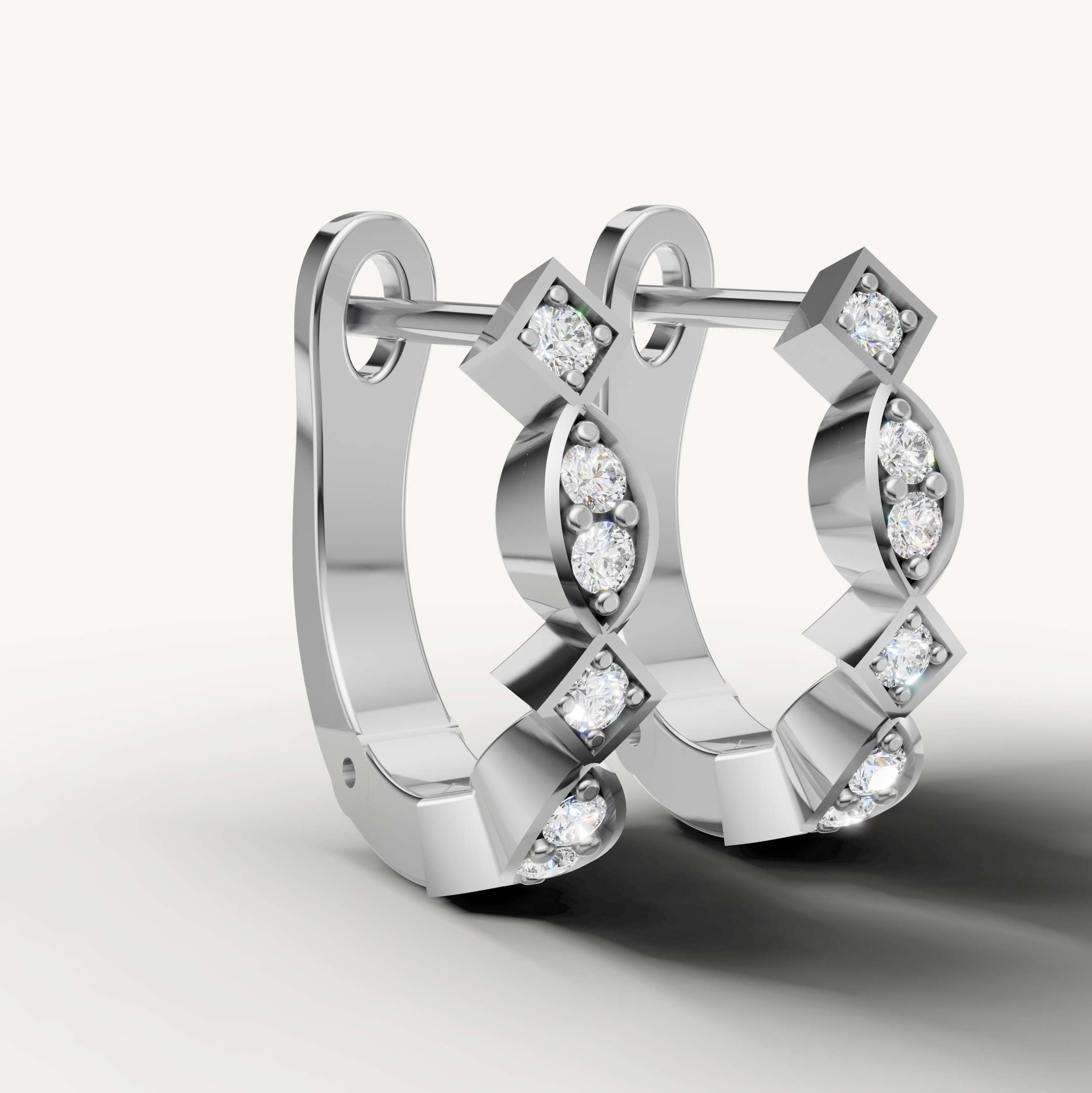 Luxury white gold diamond earrings with sparkling diamonds