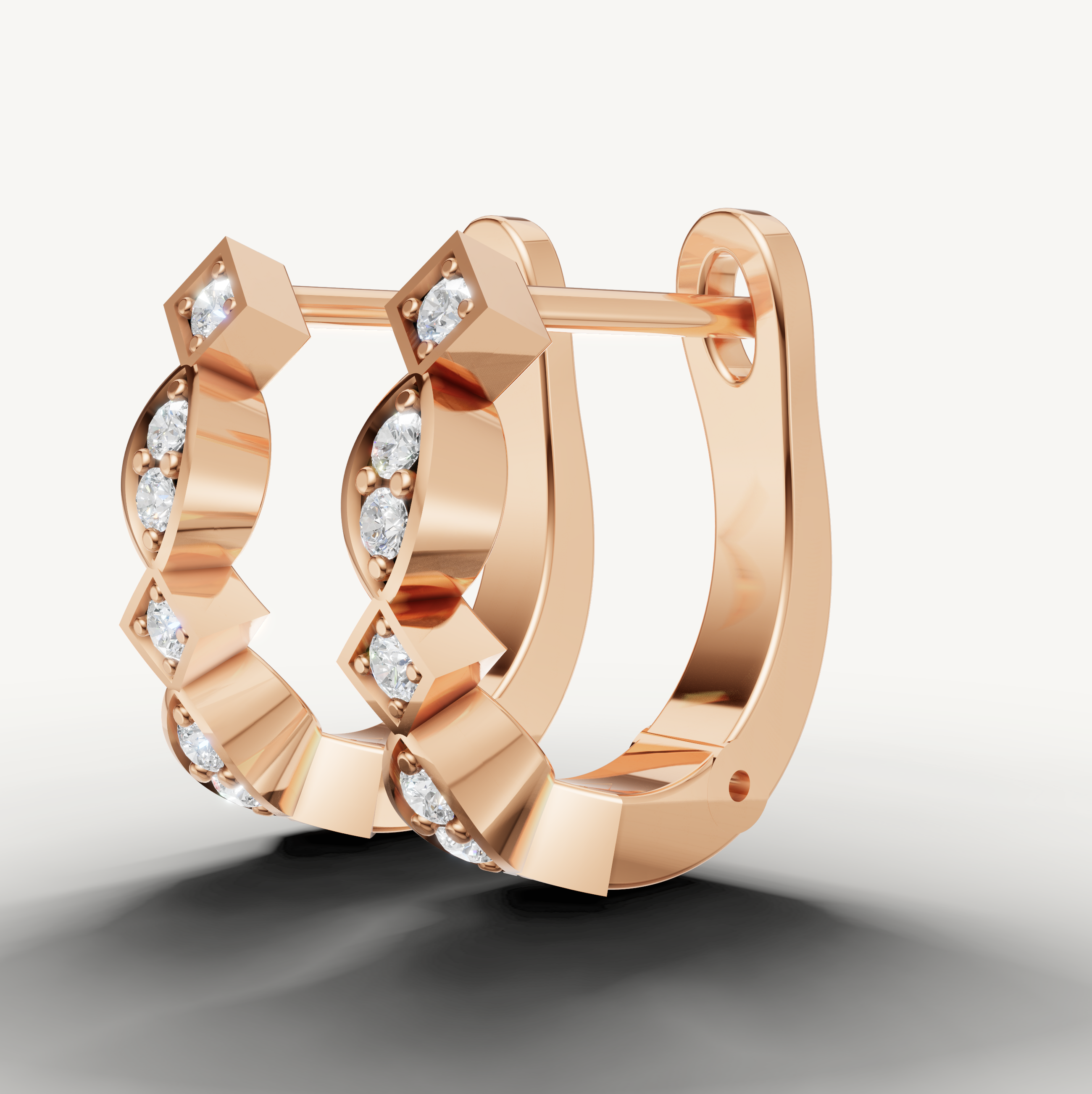 Rose gold designer diamond earrings by Raul Diamonds