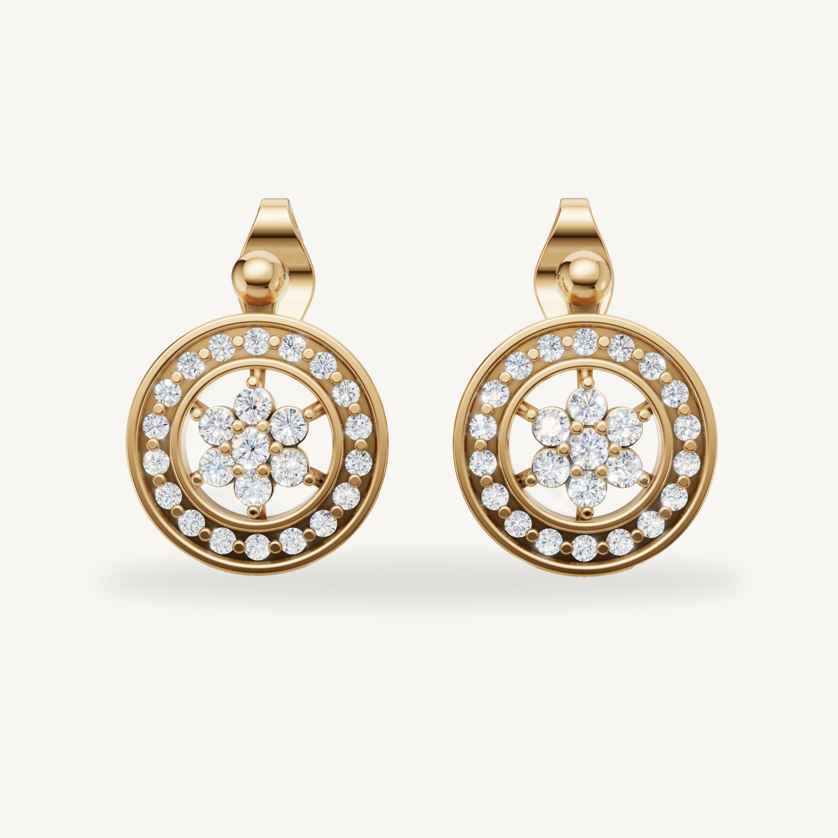 Raul Diamonds yellow gold floral diamond drop earrings for women
