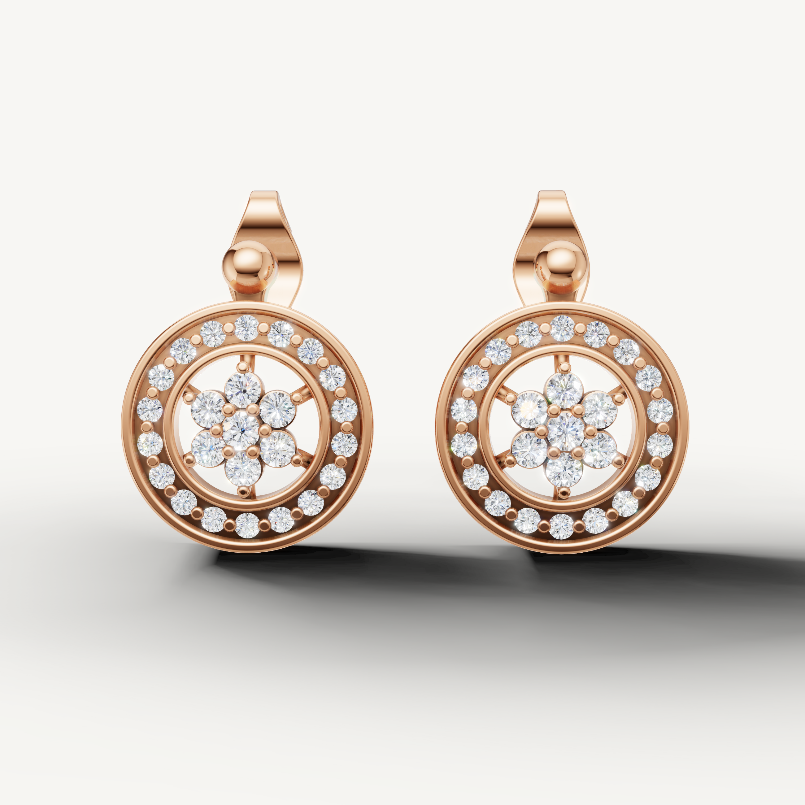 Raul Diamonds rose gold floral diamond drop earrings for women