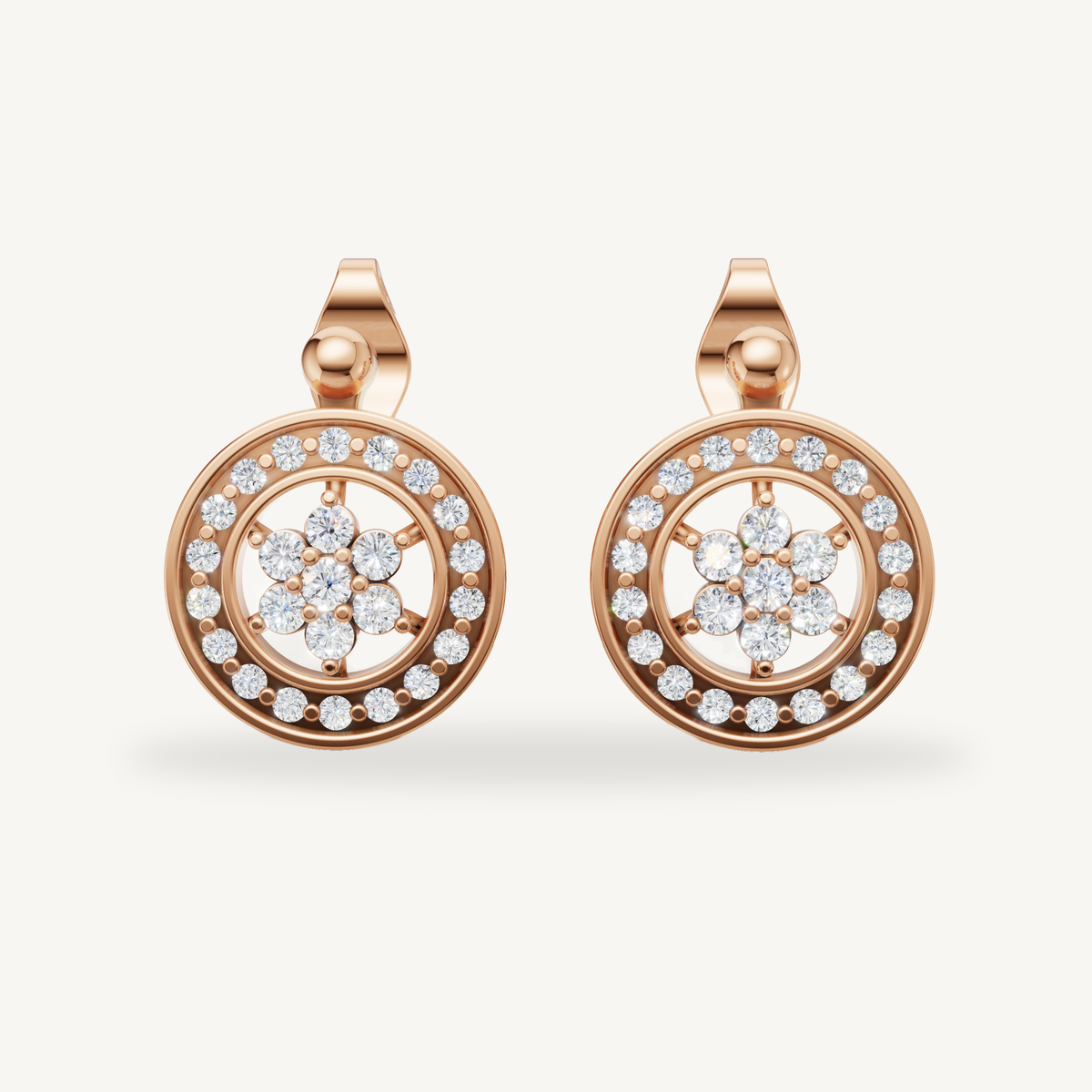 Raul Diamonds rose gold floral diamond drop earrings for women