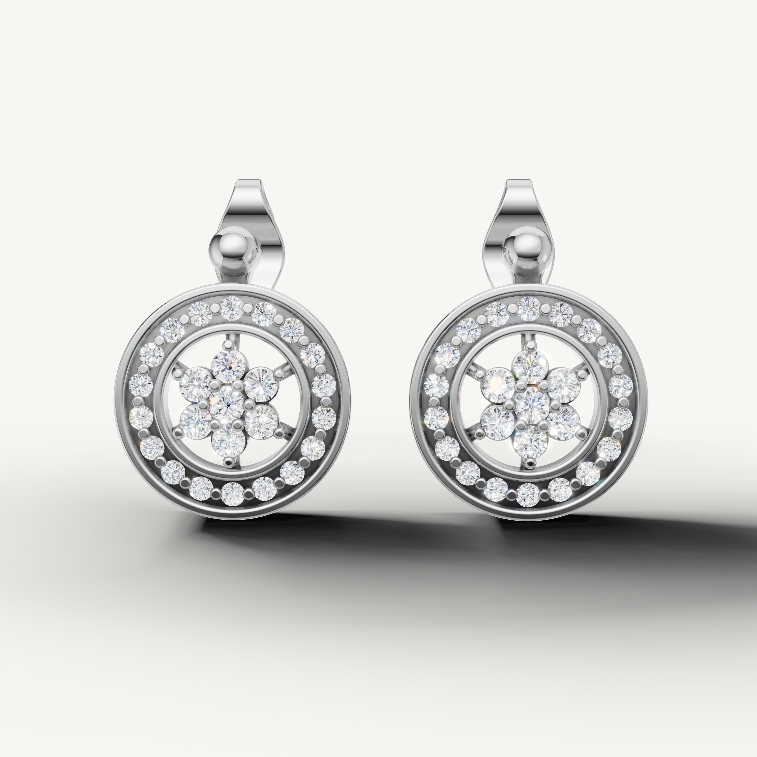 Raul Diamonds white gold floral diamond drop earrings for women