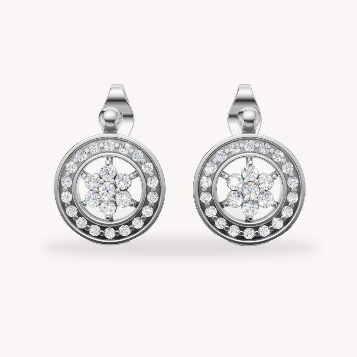Raul Diamonds white gold floral diamond drop earrings for women