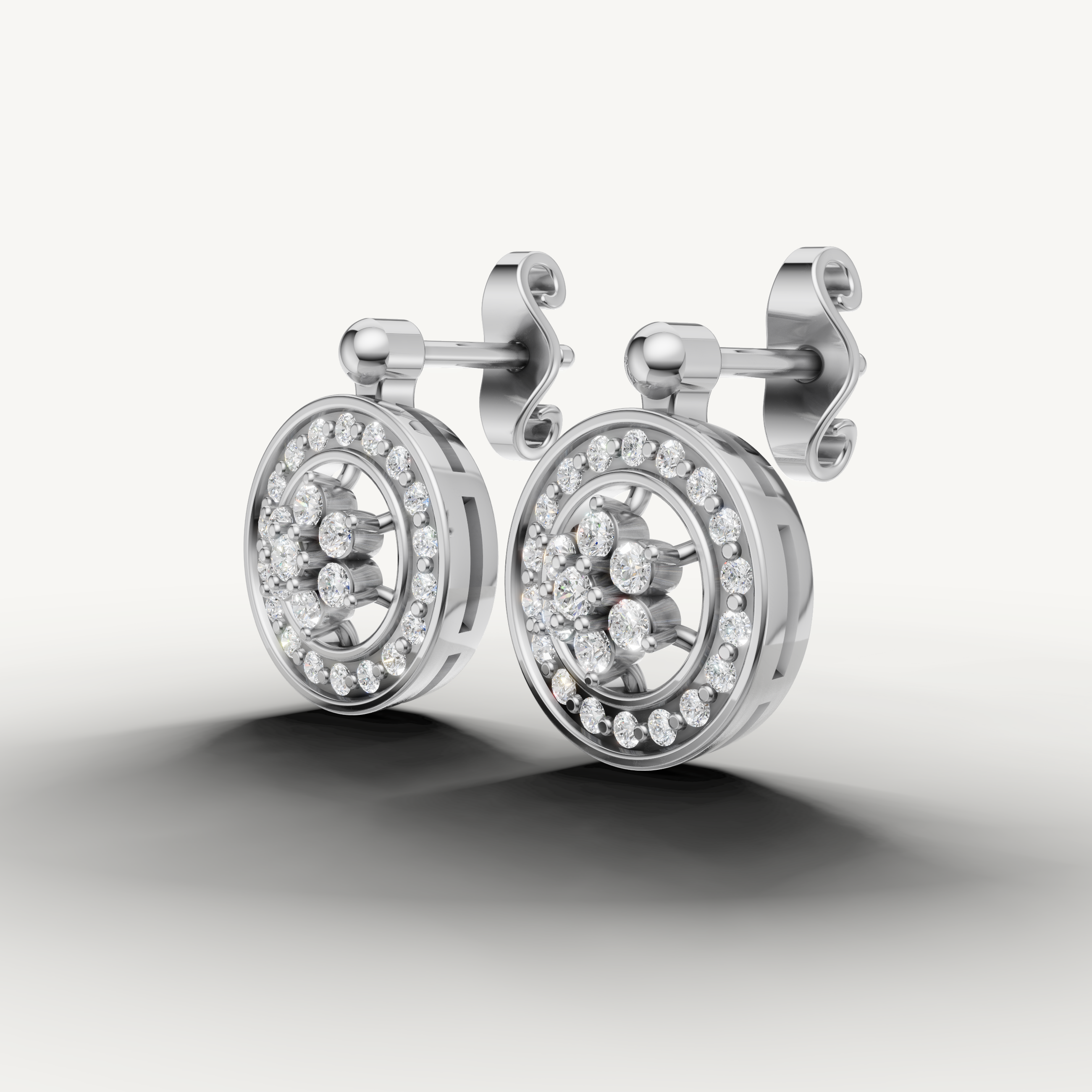 White gold designer floral diamond earrings for timeless luxury jewelry