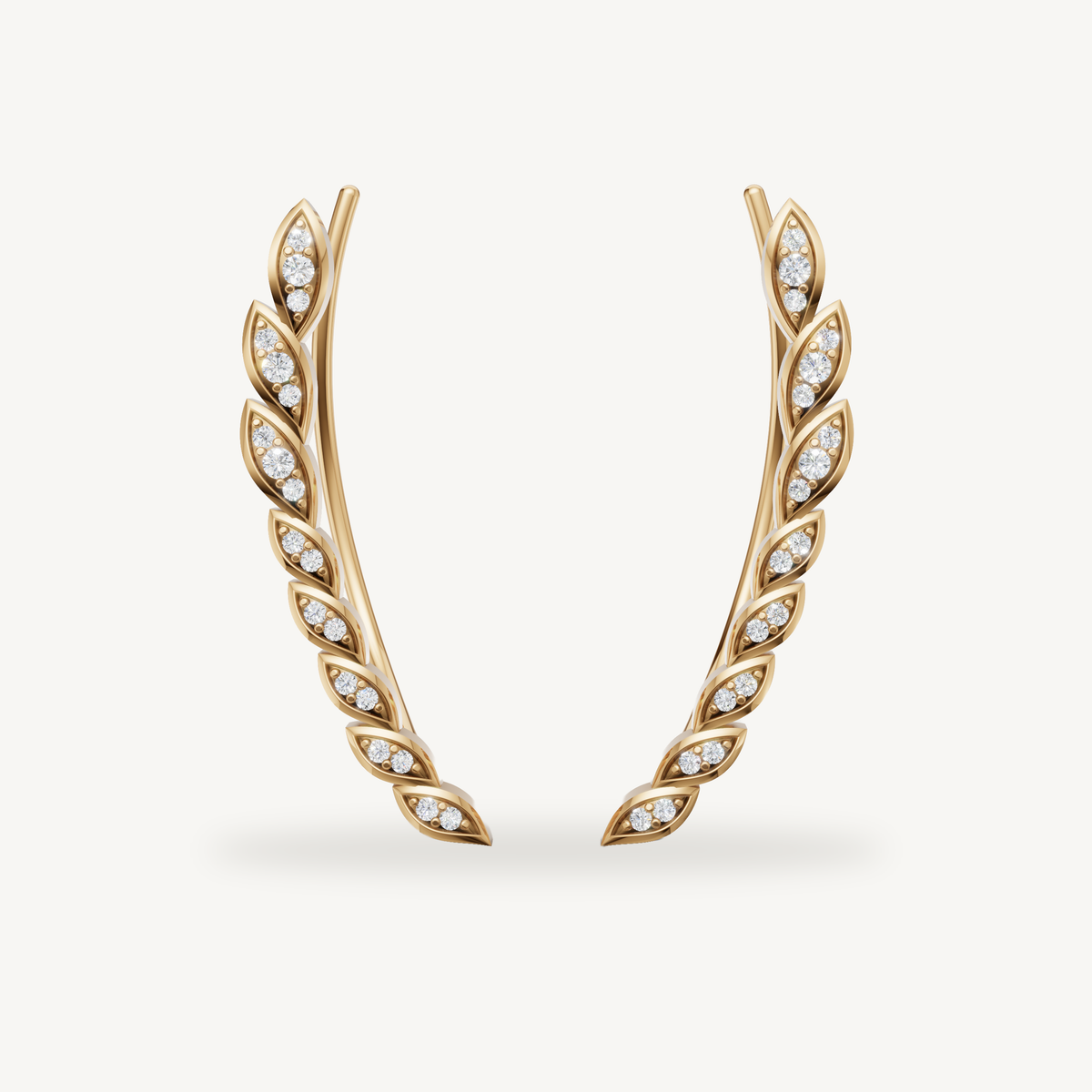 Raul Diamonds yellow gold diamond leaf drop earrings for women
