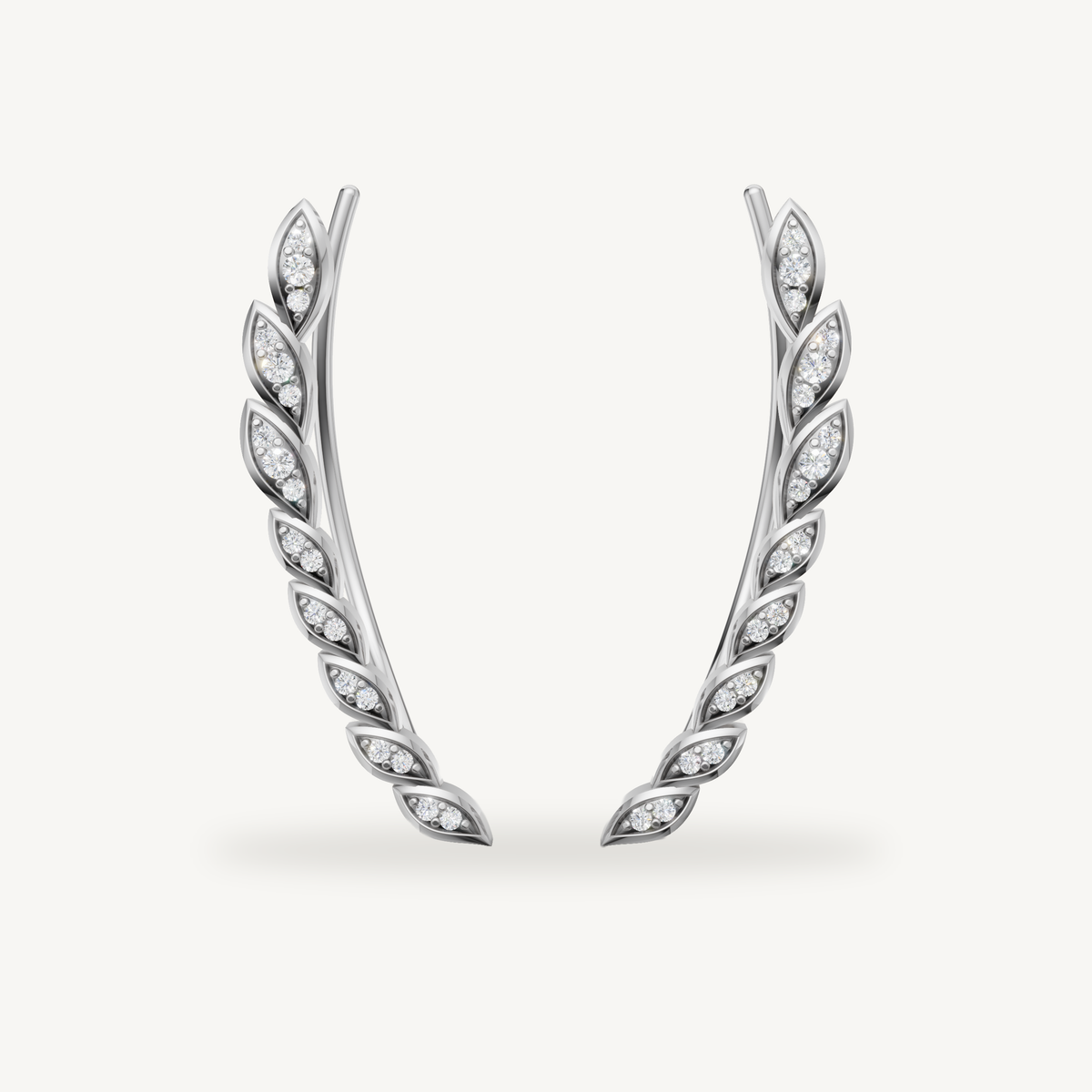 Raul Diamonds white gold diamond leaf climber earrings for women