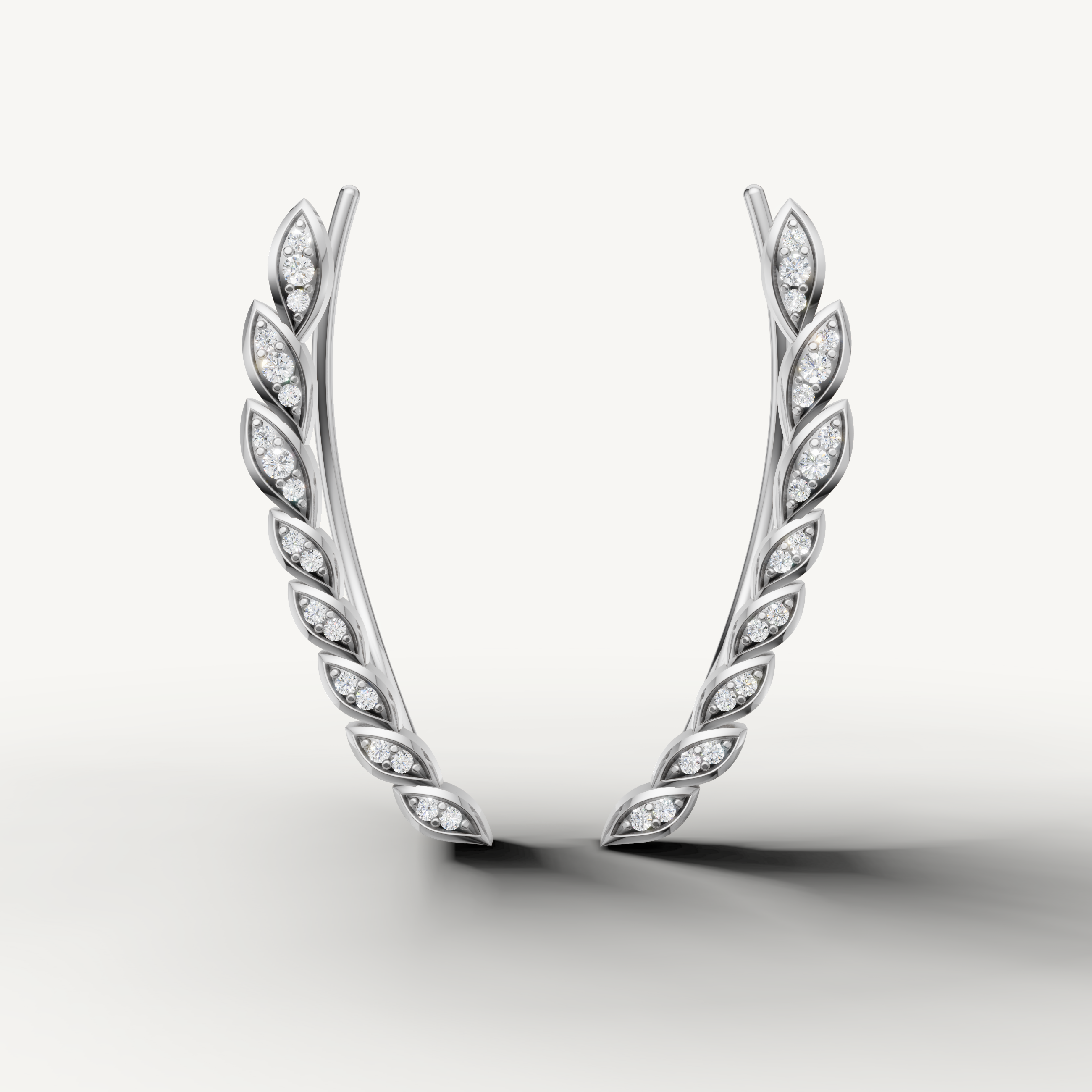 Raul Diamonds white gold diamond leaf climber earrings for women