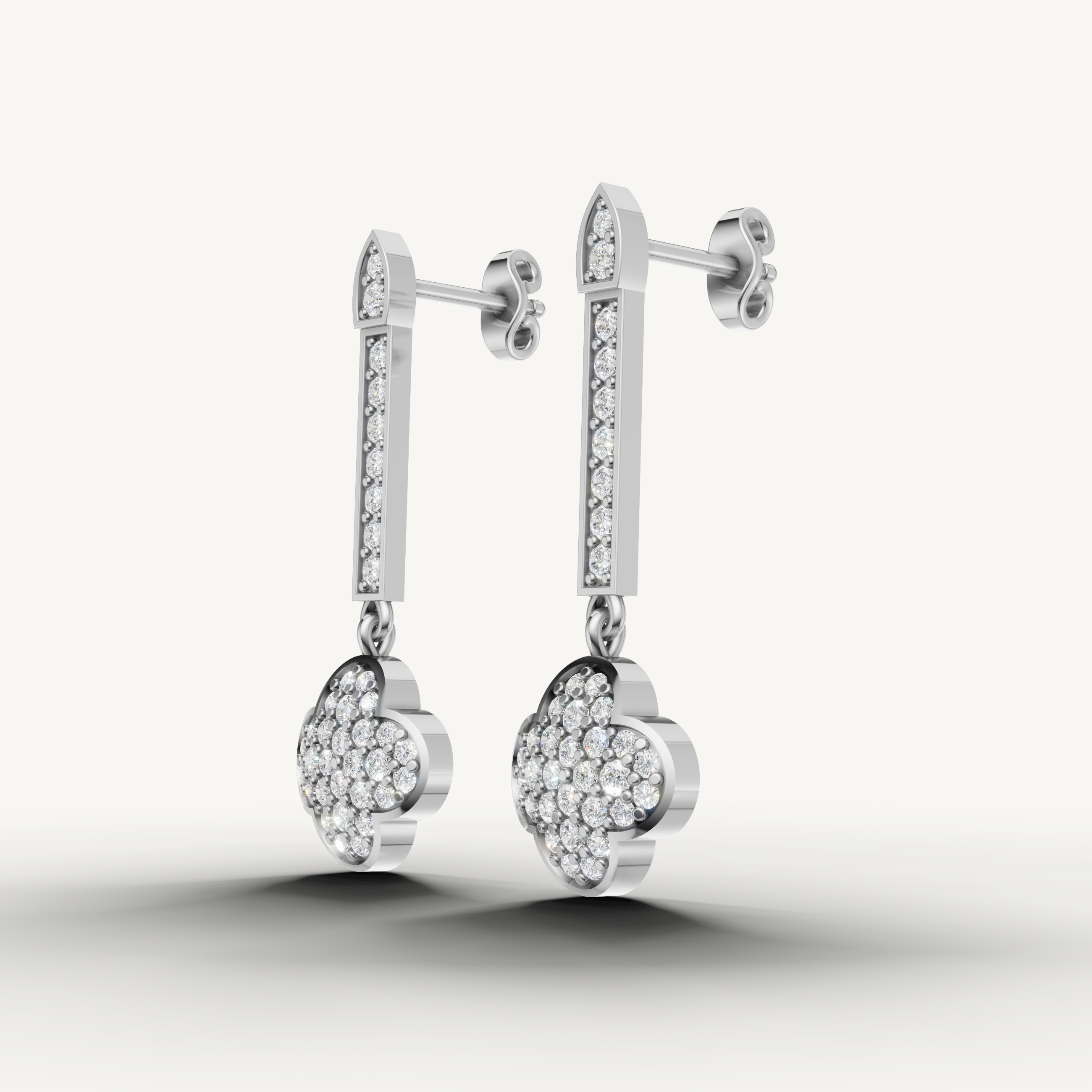 Fine jewelry white gold diamond hanging earrings Raul Diamonds
