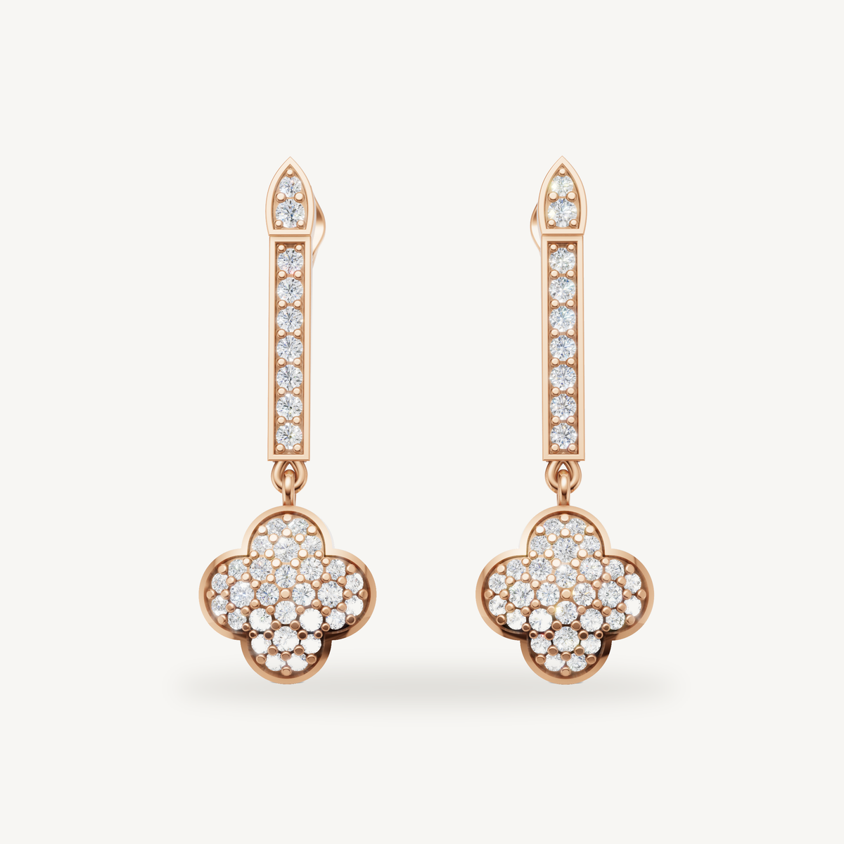 Raul Diamonds rose gold diamond clover earrings for women