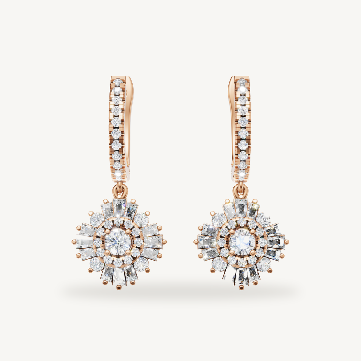 Raul Diamonds rose gold diamond halo earrings for women