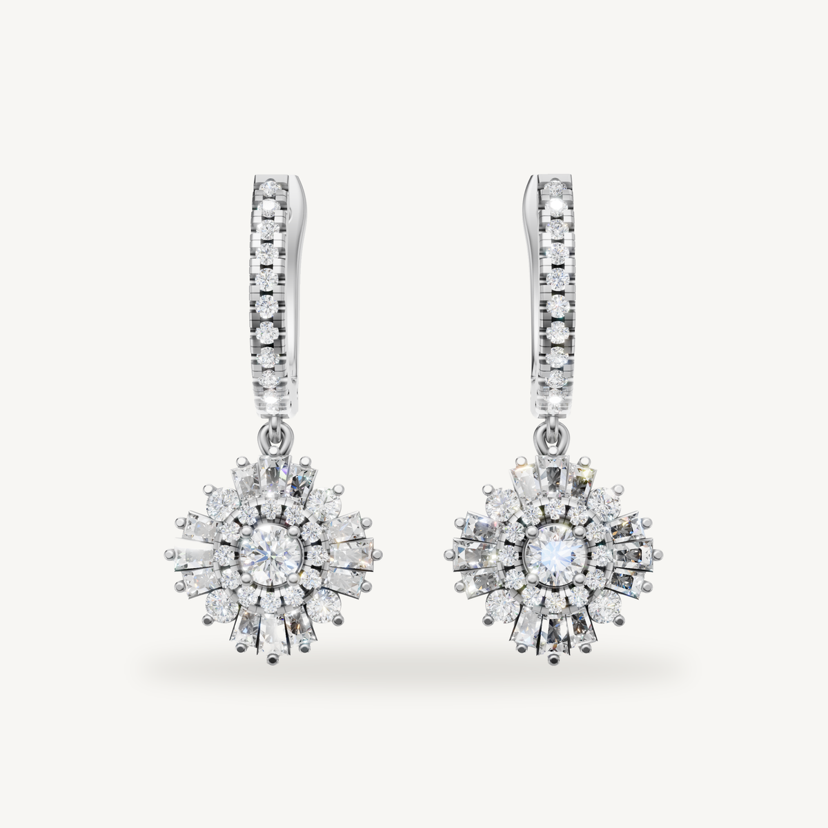 Raul Diamonds white gold diamond halo drop earrings for women