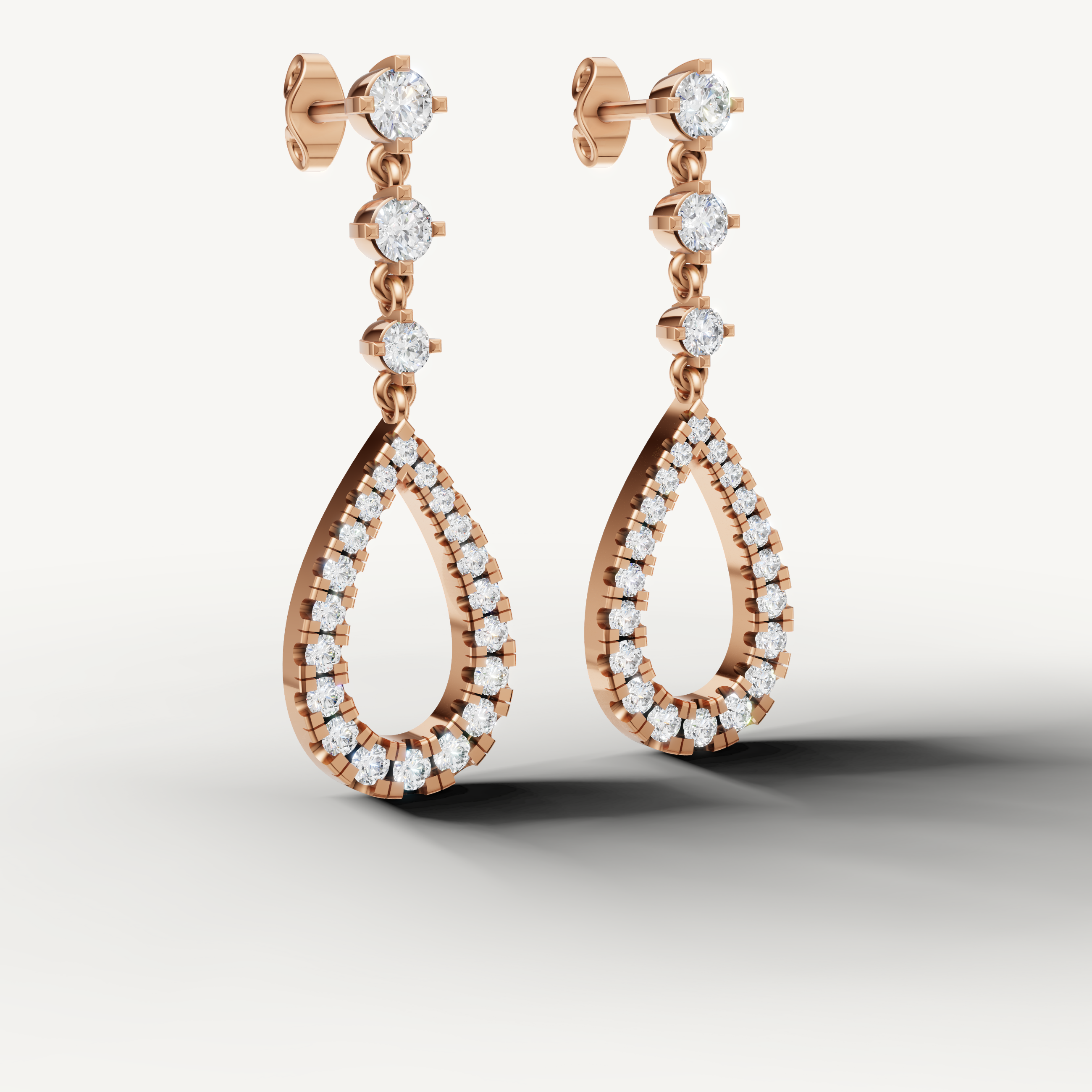 Luxury rose gold dangling diamond earrings for modern women