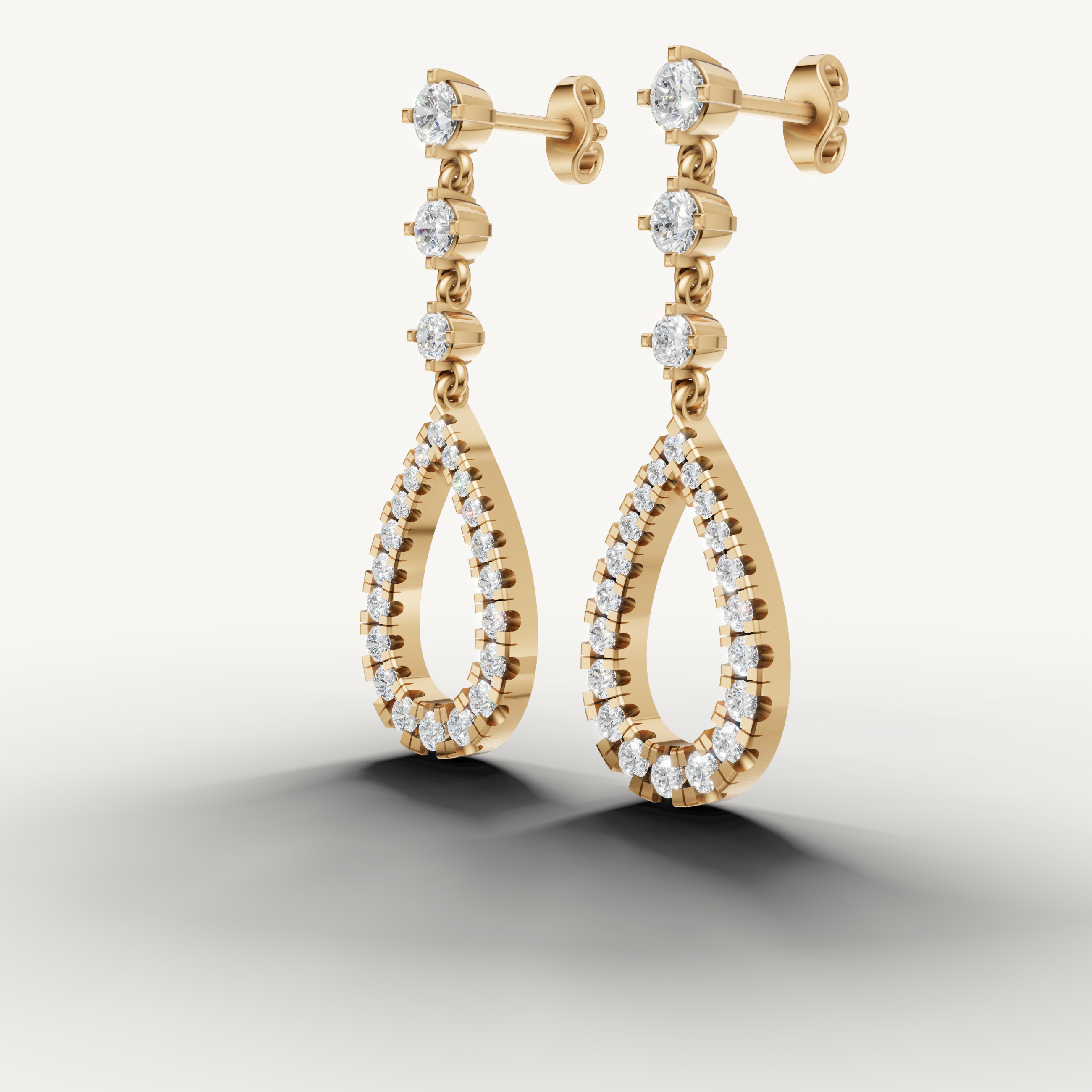 Fine jewelry yellow gold open teardrop diamond earrings