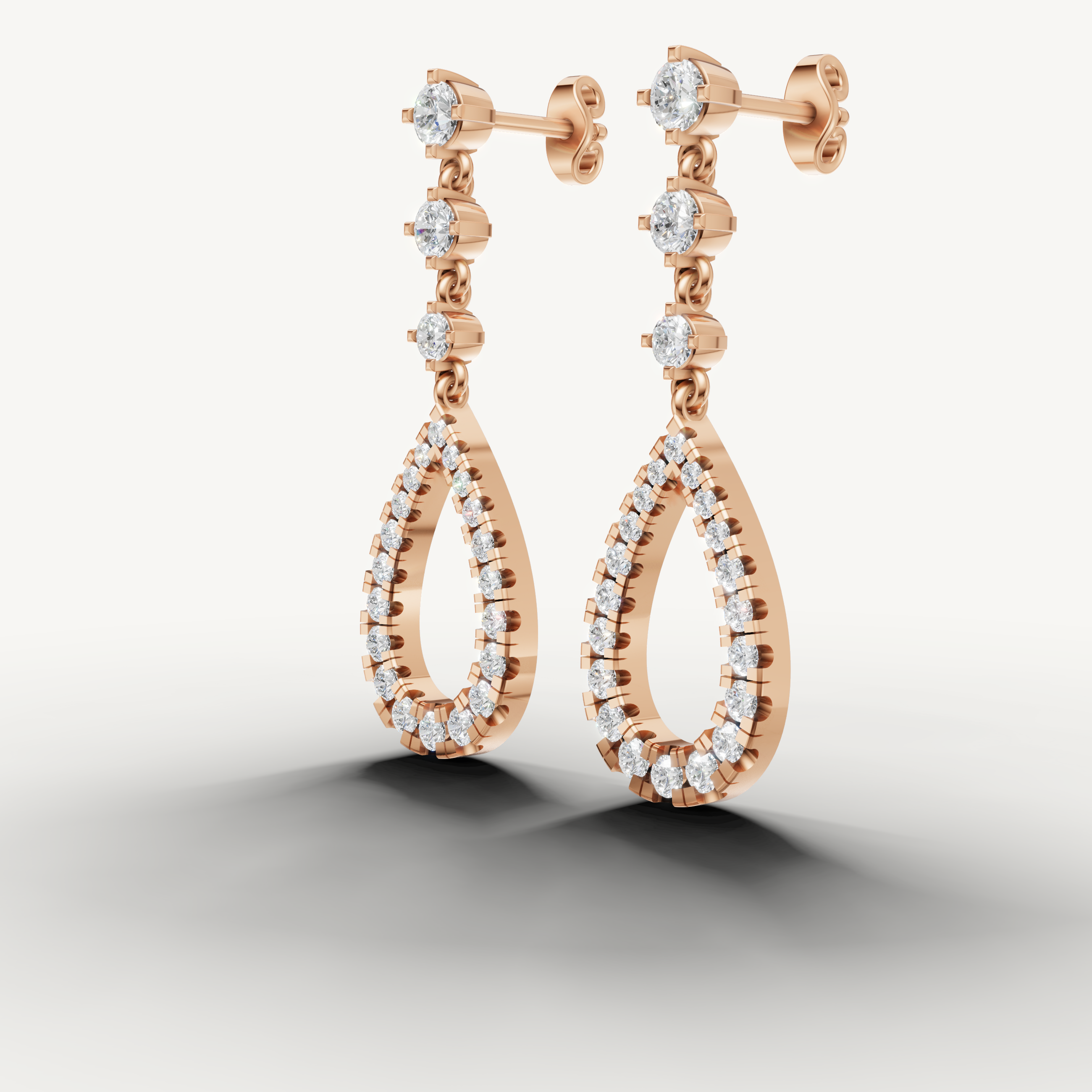Fine jewelry rose gold open teardrop diamond earrings Raul Diamonds