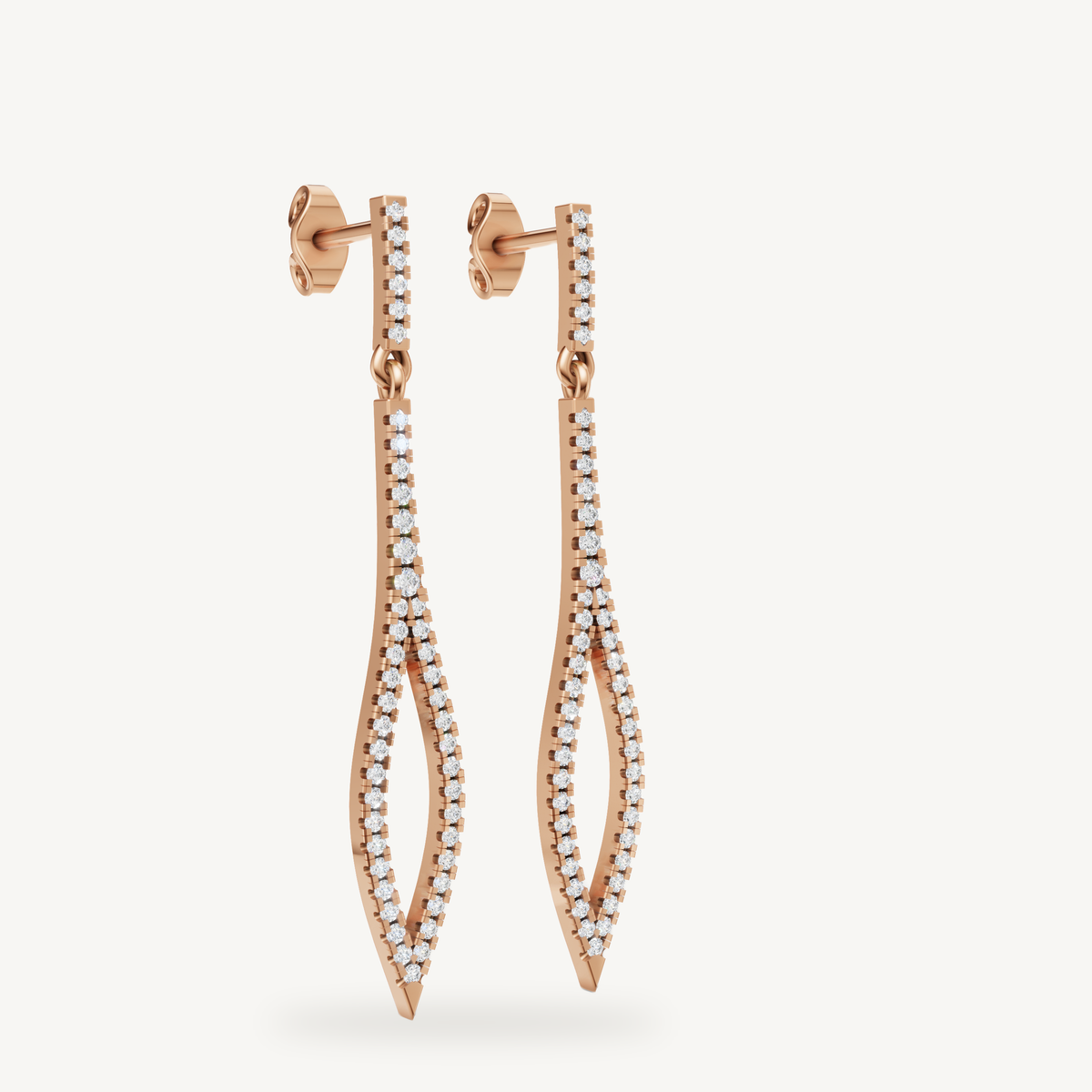 Luxury rose gold open shape diamond dangle earrings
