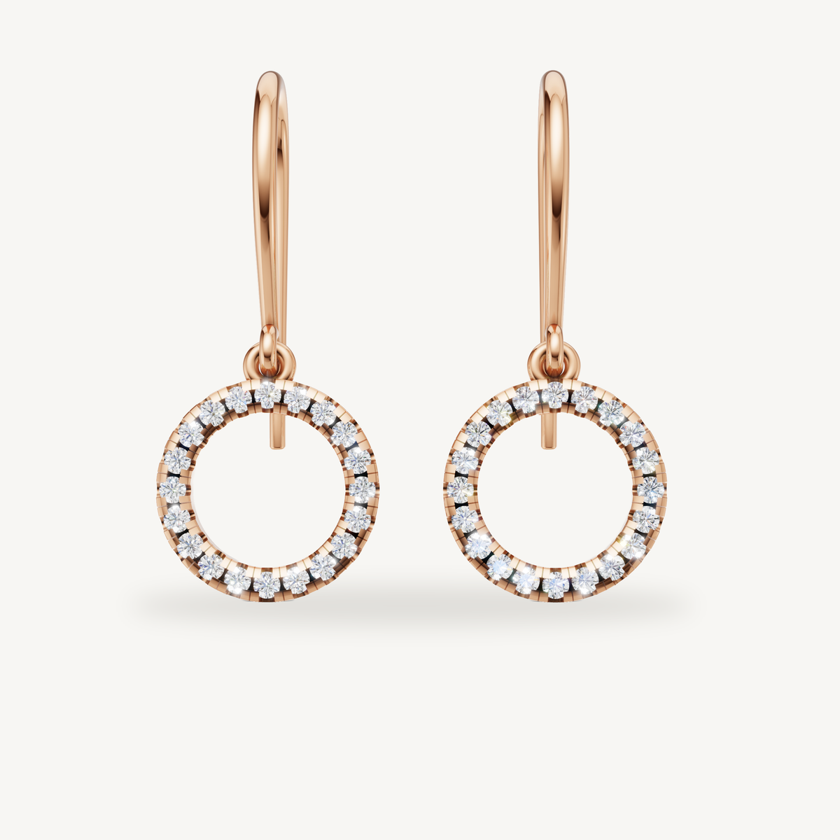 Raul Diamonds rose gold diamond circle drop earrings with pavé detailing