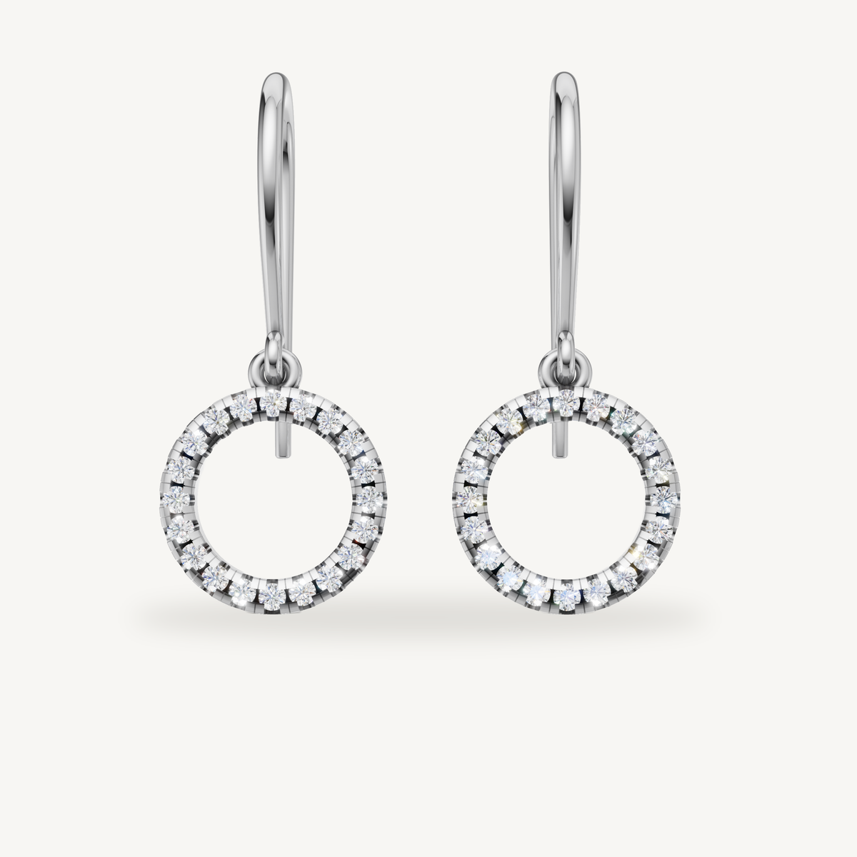 Raul Diamonds white gold diamond circle drop earrings with brilliant round stones