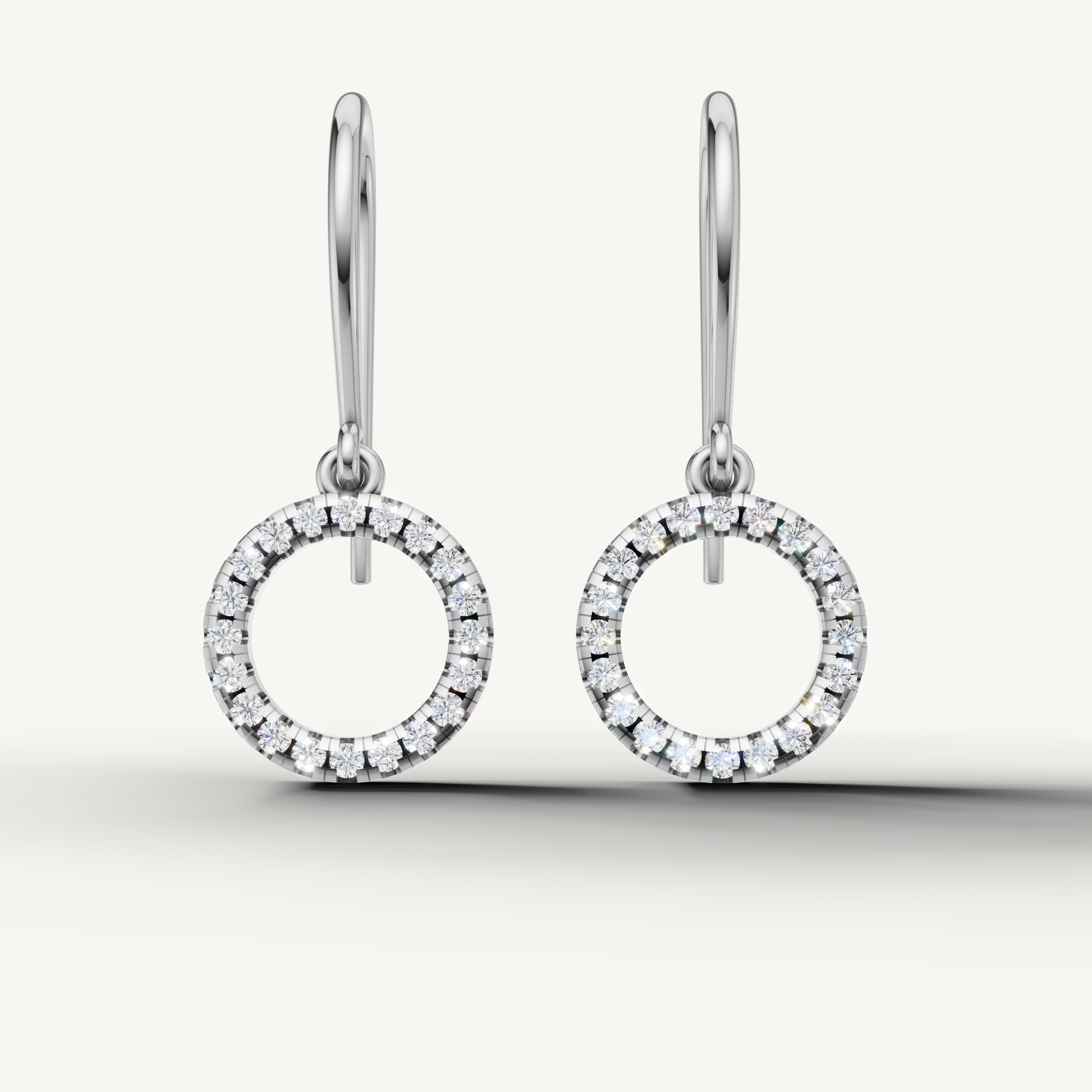 Raul Diamonds white gold diamond circle drop earrings with brilliant round stones
