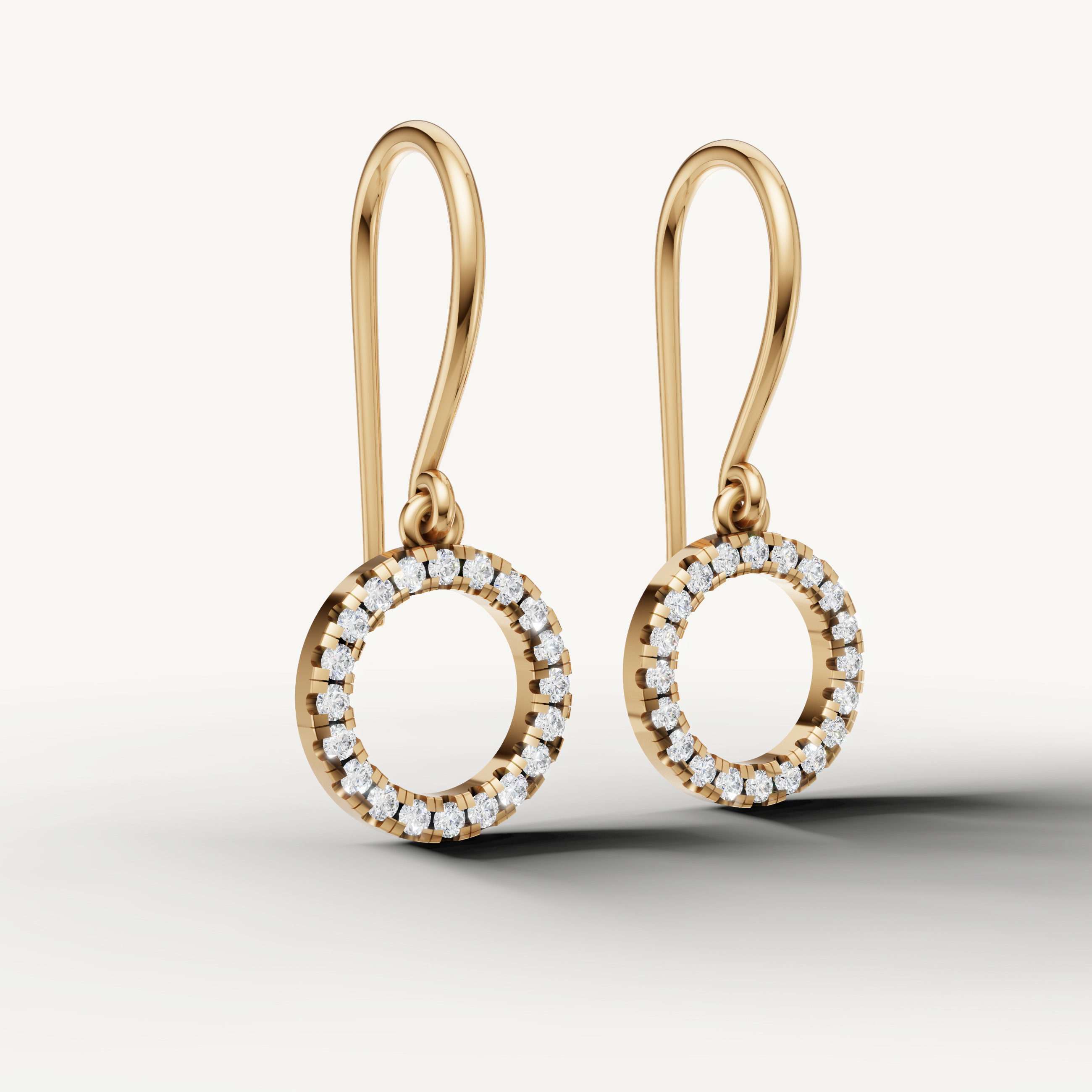 Luxury yellow gold hoop drop earrings with sparkling diamonds Raul Diamonds