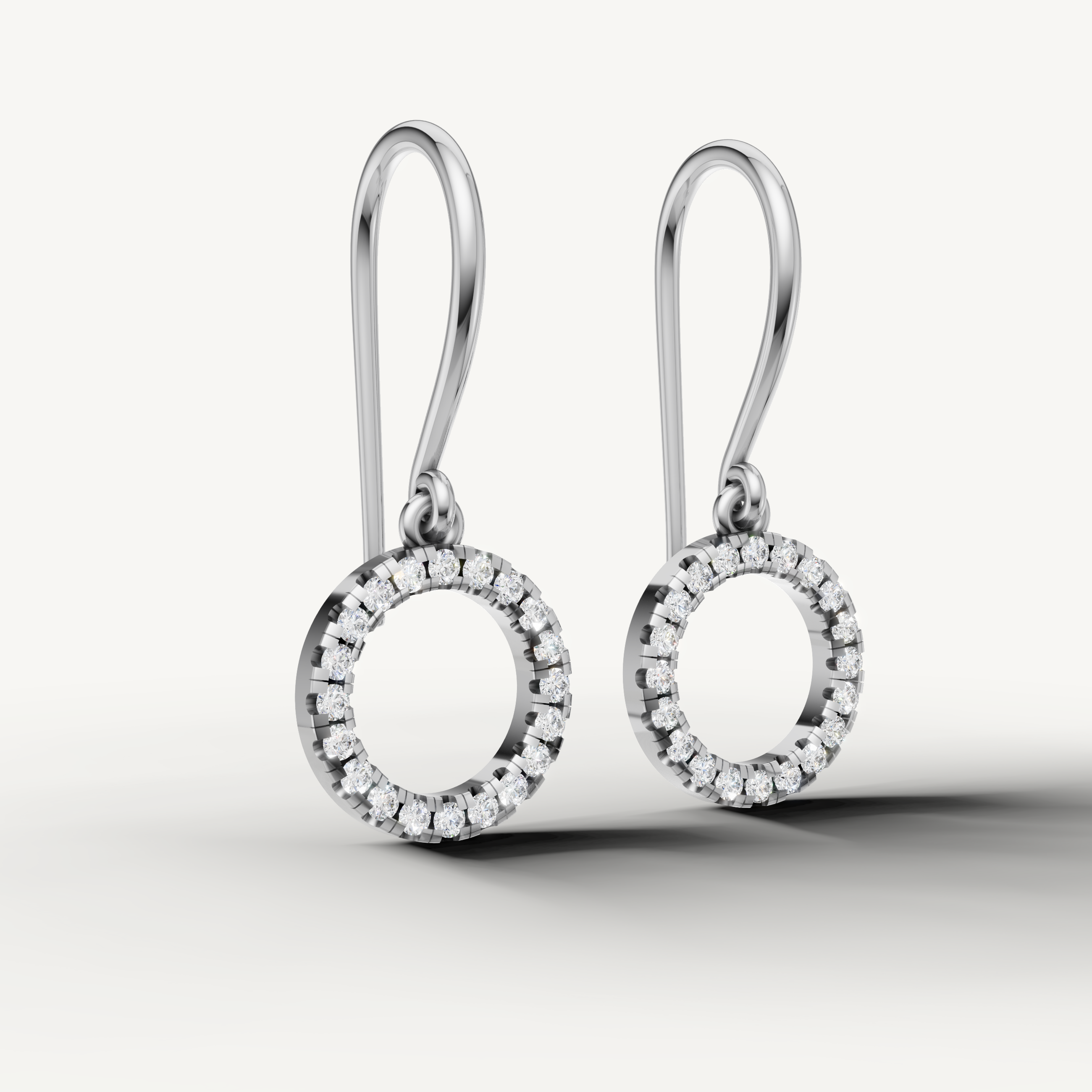 White gold pavé diamond dangle earrings for women by Raul Diamonds