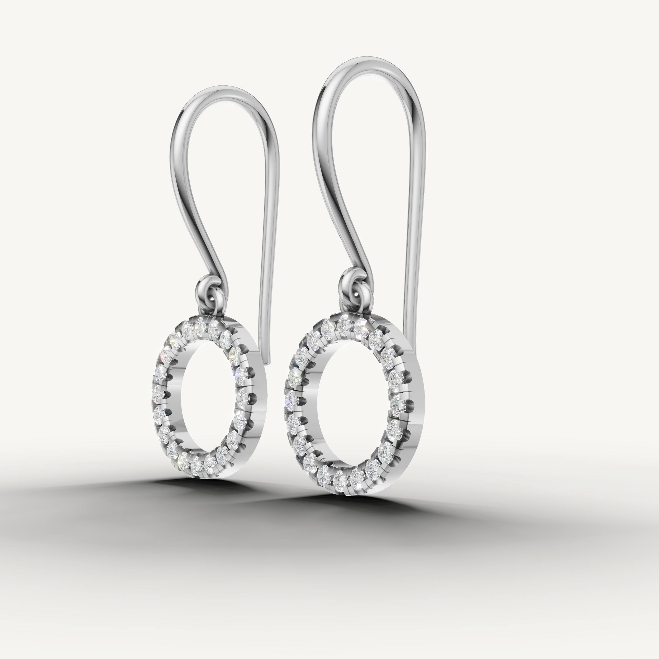 Modern white gold circular diamond earrings timeless jewelry by Raul Diamonds